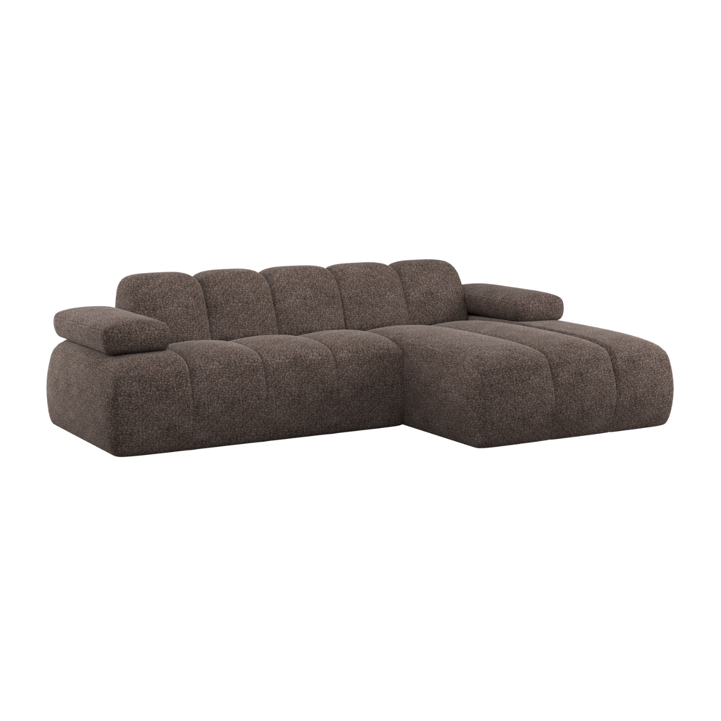 Modularer Ecksofa rechts MOJO braun Schafswolle