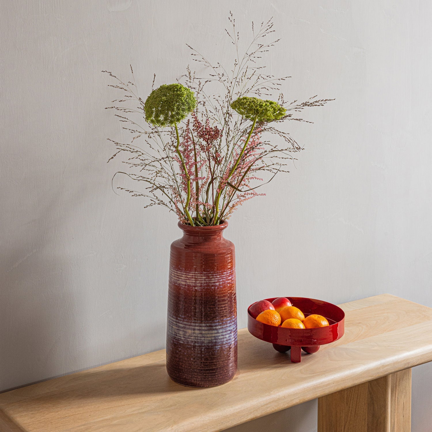 Vase DECENNIA rot mit Braun