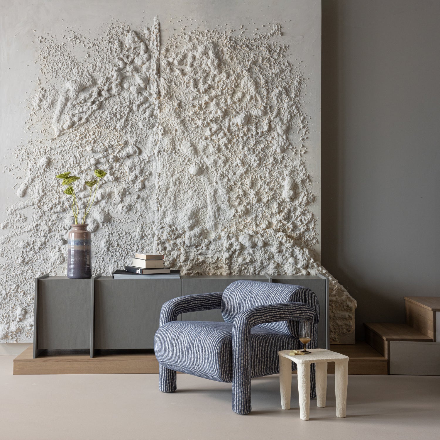 Vase DECENNIA beige mit Grau