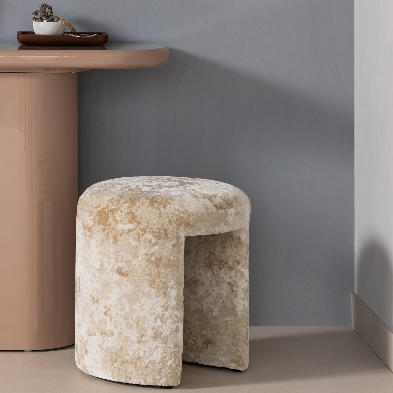 Hocker CHARLIE beiger Muster