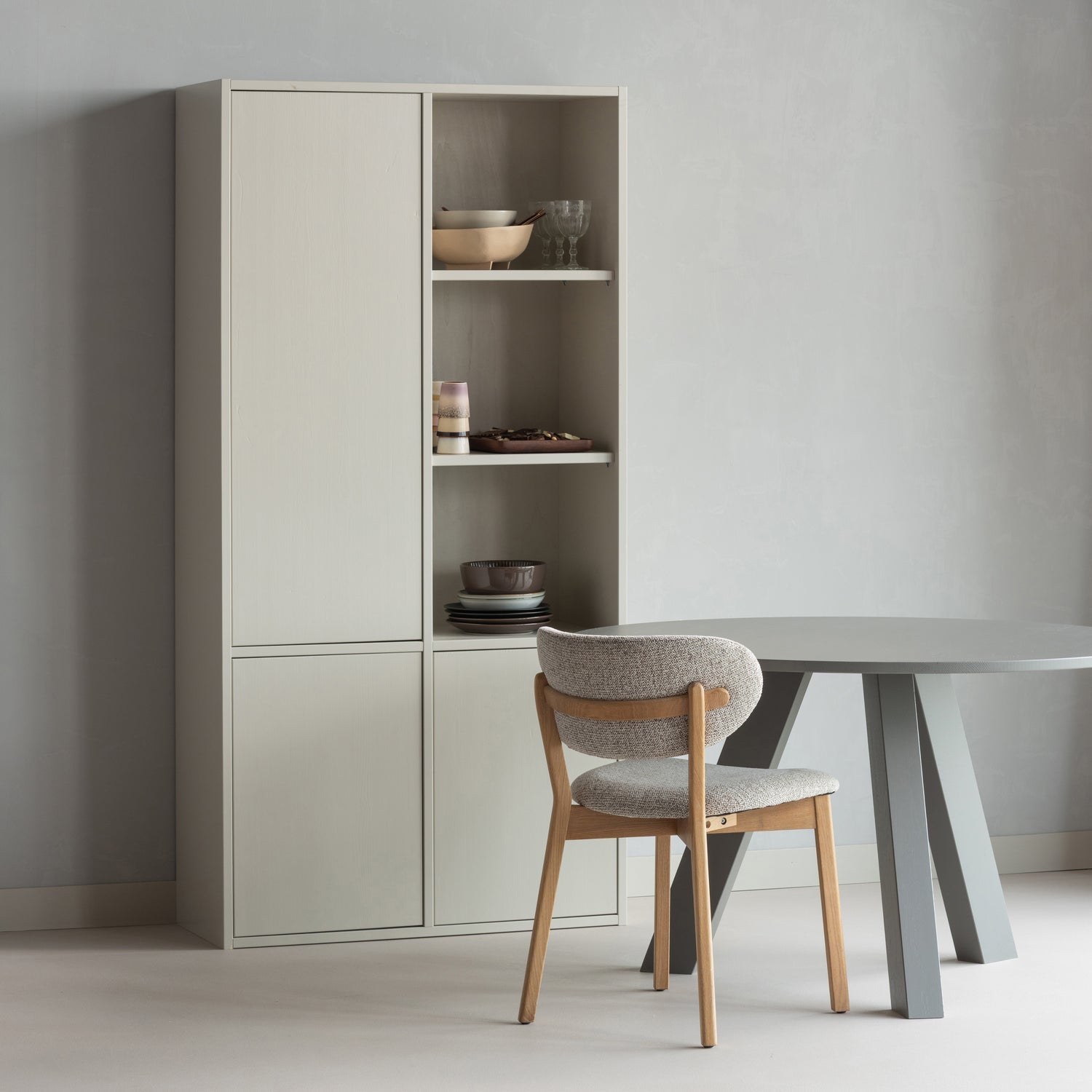 Runder Tisch RHONDA TRIO graues Eichenholz