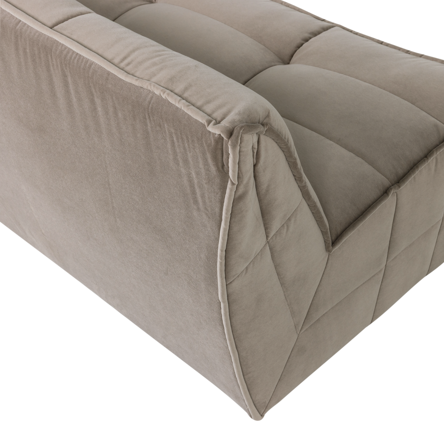 Sofa aksamitna CLUSTER - moduł 3-osobowy beżowy do salonu – Woood