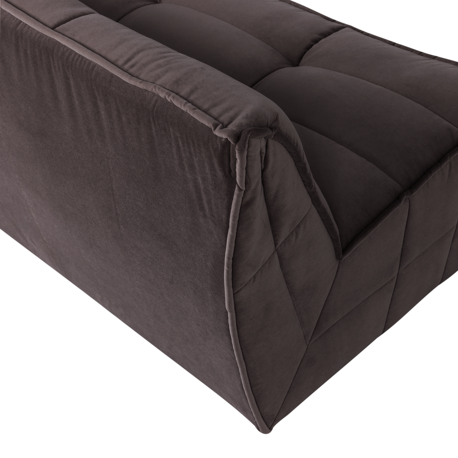 Velvet Sofa CLUSTER - 3-Seater Module in Chocolate
