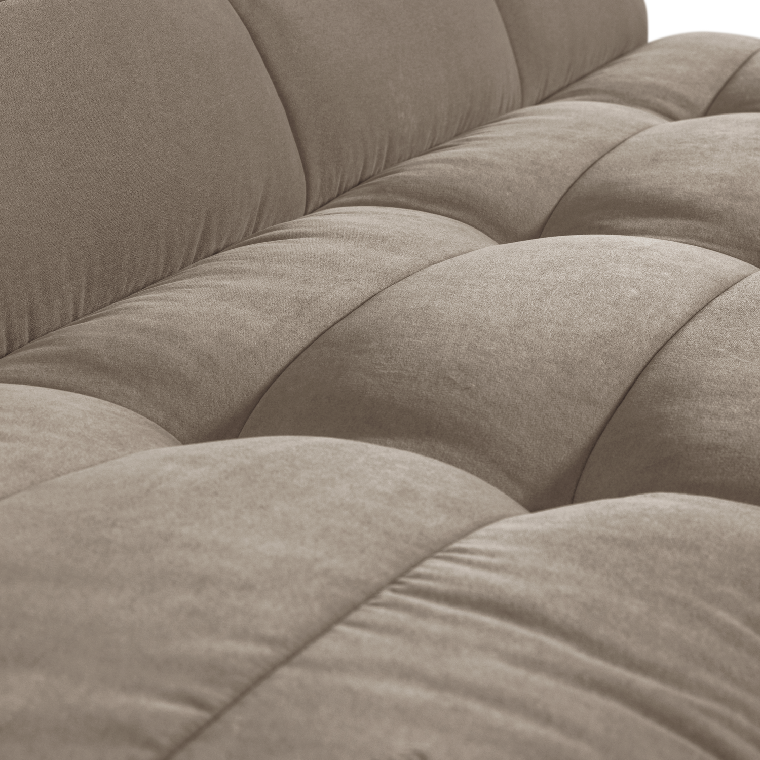 Modulares Samtsofa CLUSTER BENCH - 3-sitziges Element in Beige