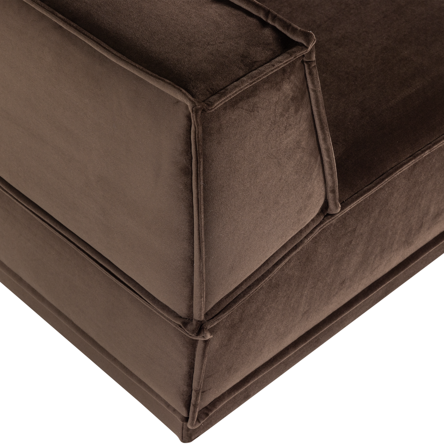 Right-facing Velvet Corner Sofa MANU in Brown
