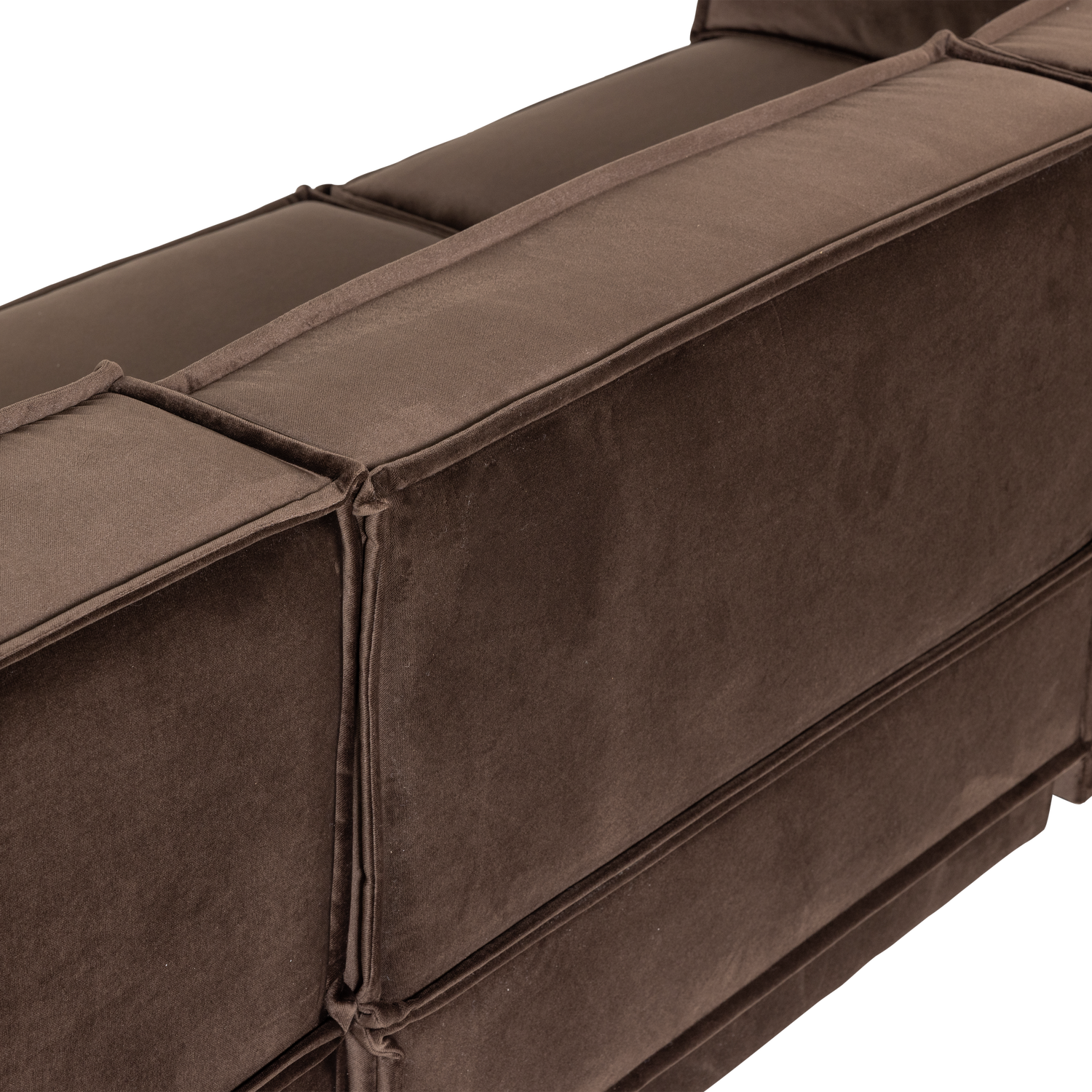 Right-facing Velvet Corner Sofa MANU in Brown