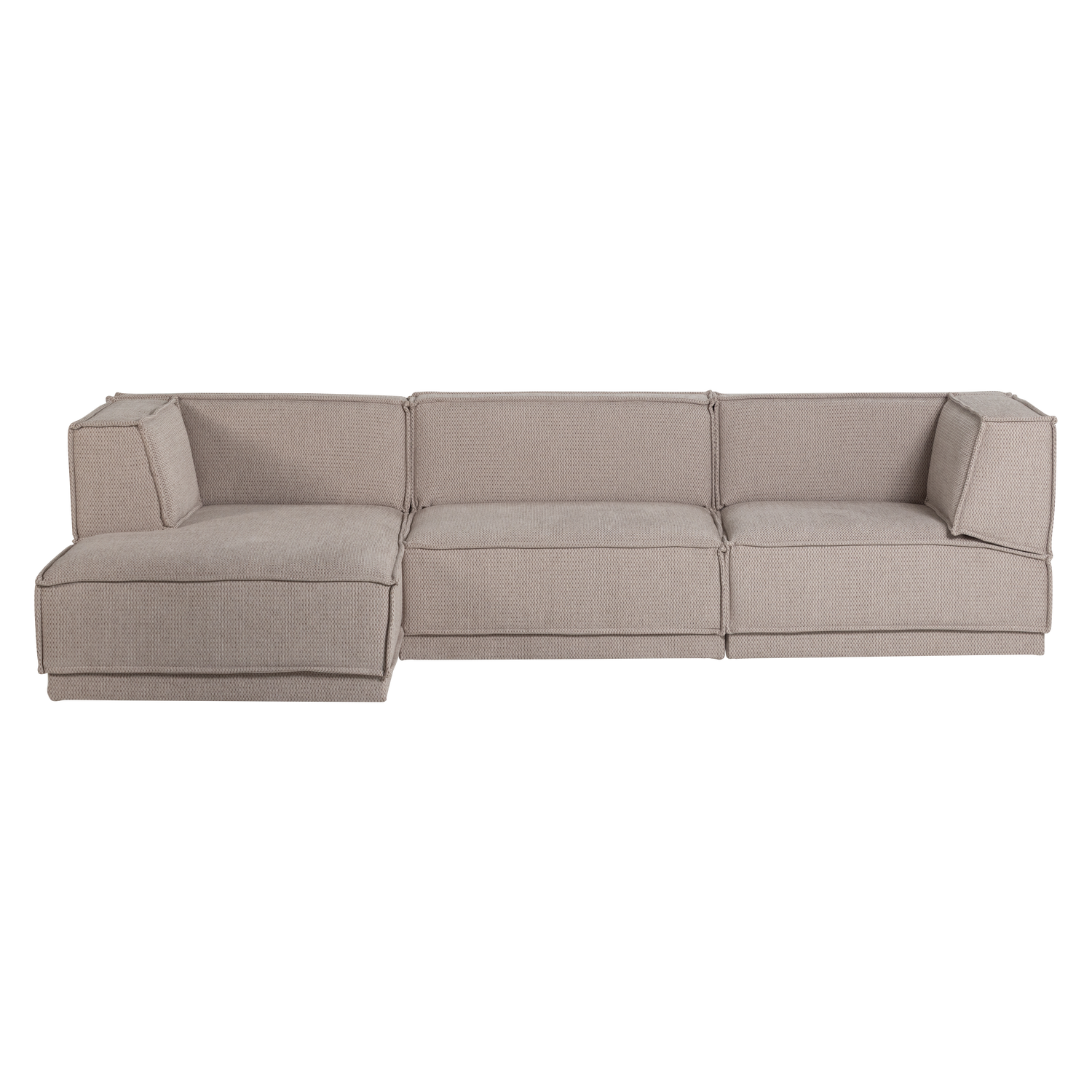 Beige Chenille-Ecksofa MANU links