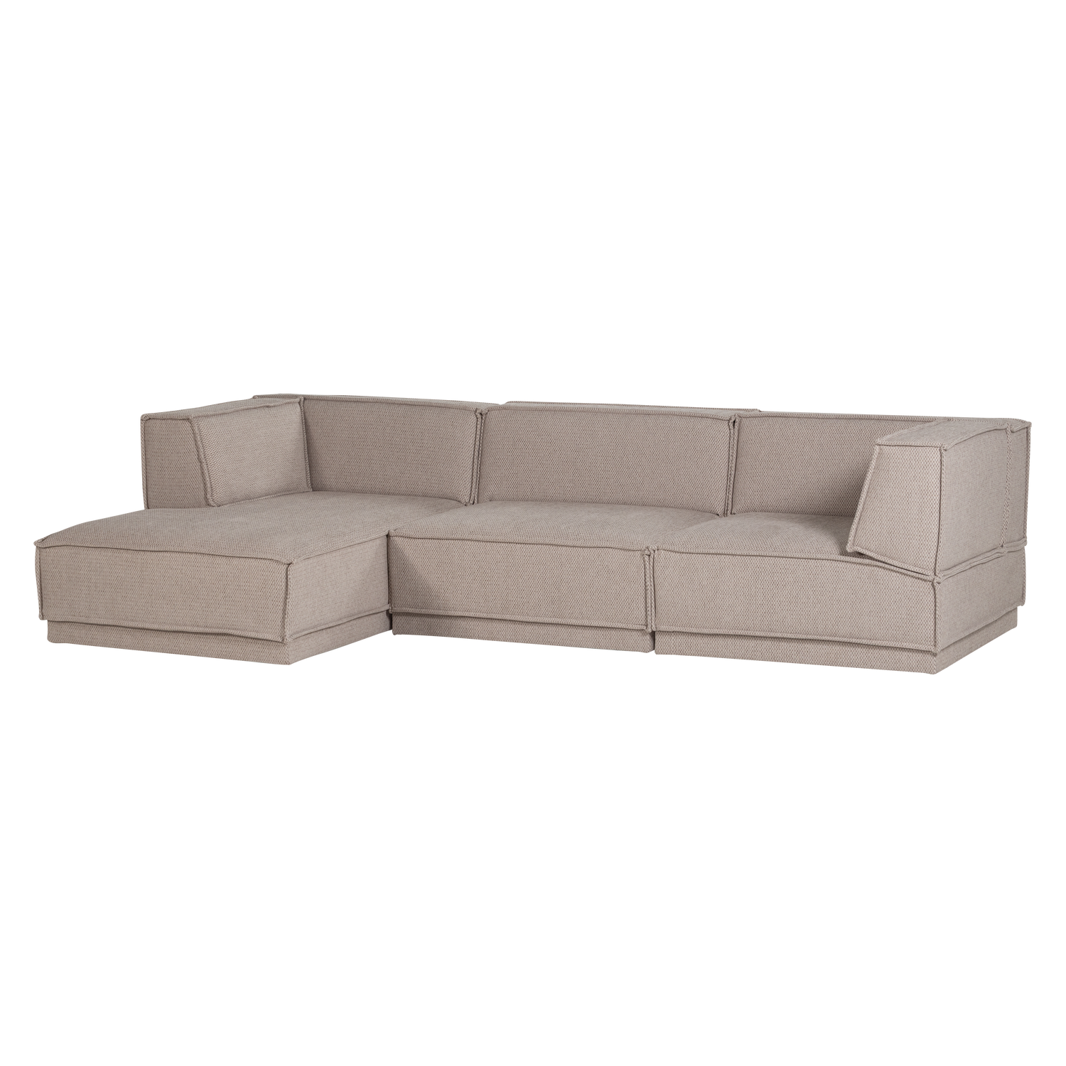 Beige Chenille-Ecksofa MANU links