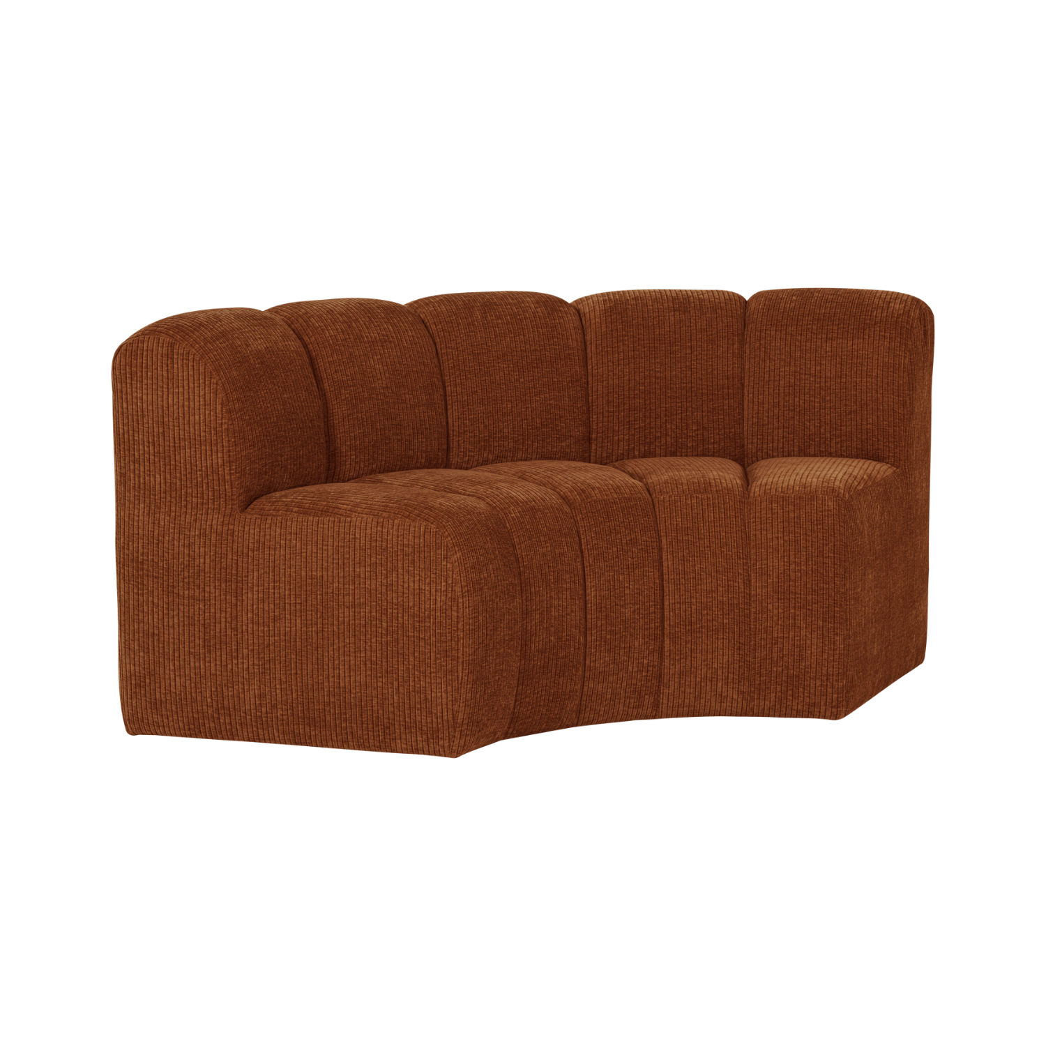 MOJO Modular Sofa - Curved Corner Element in Brick Brown Corduroy