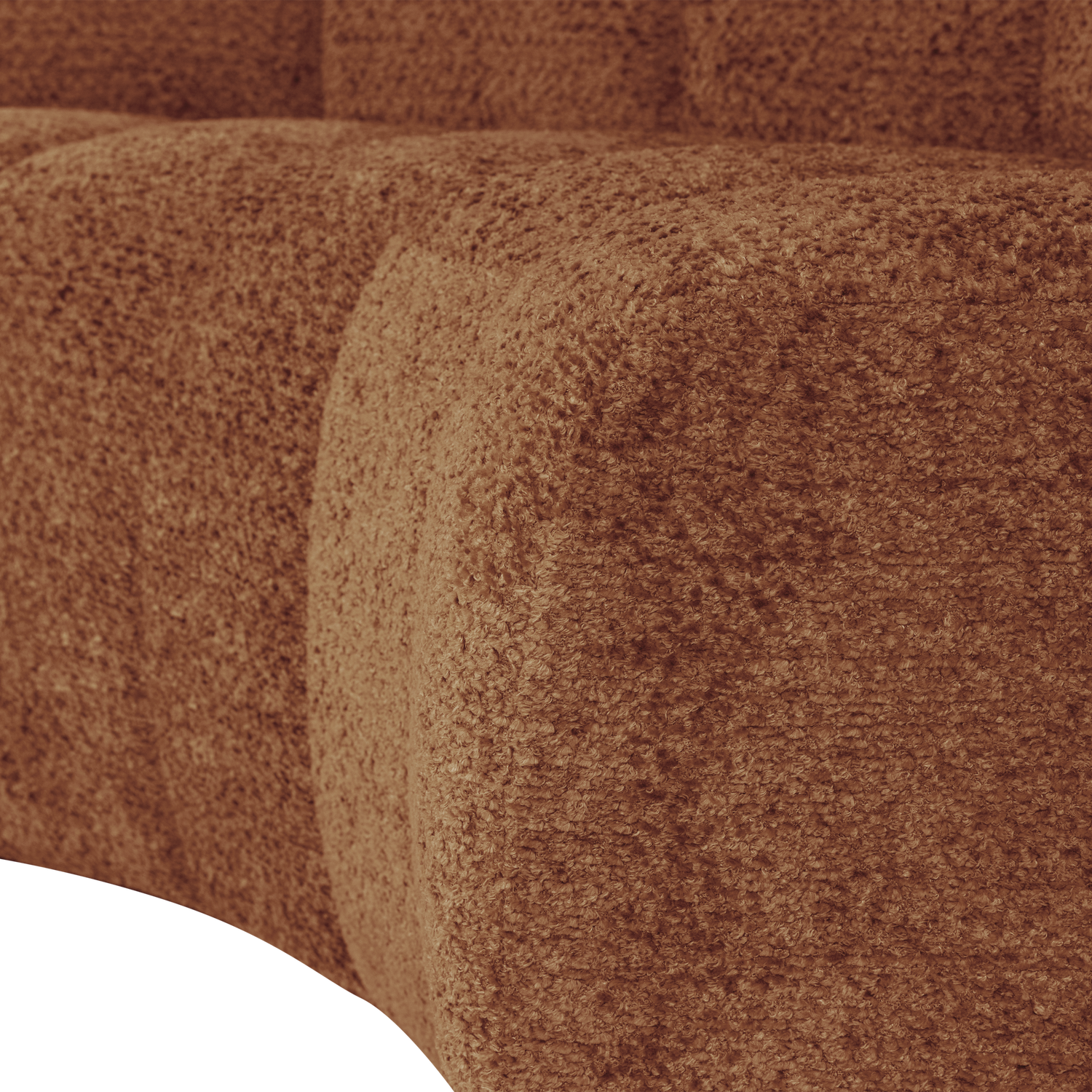 Sofa modułowa MOJO BENCH - element narożny półokrągły rdzawy brązowy baranek – Woood