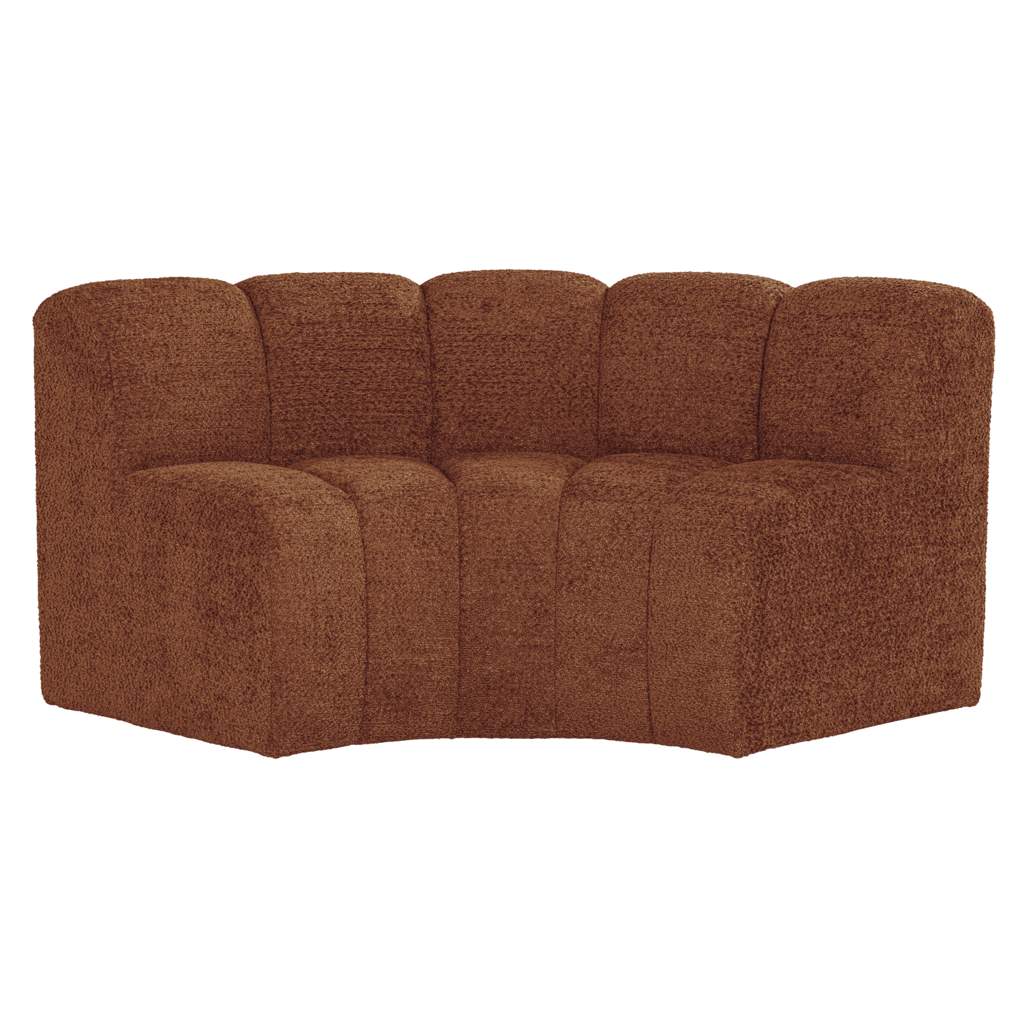 Sofa modułowa MOJO BENCH - element narożny półokrągły rdzawy brązowy baranek – Woood