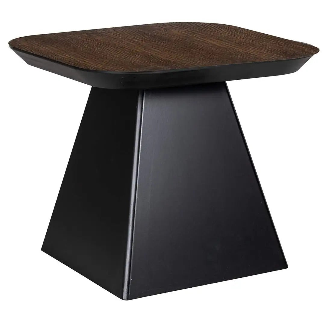BONVOY side table with a brown top and black base