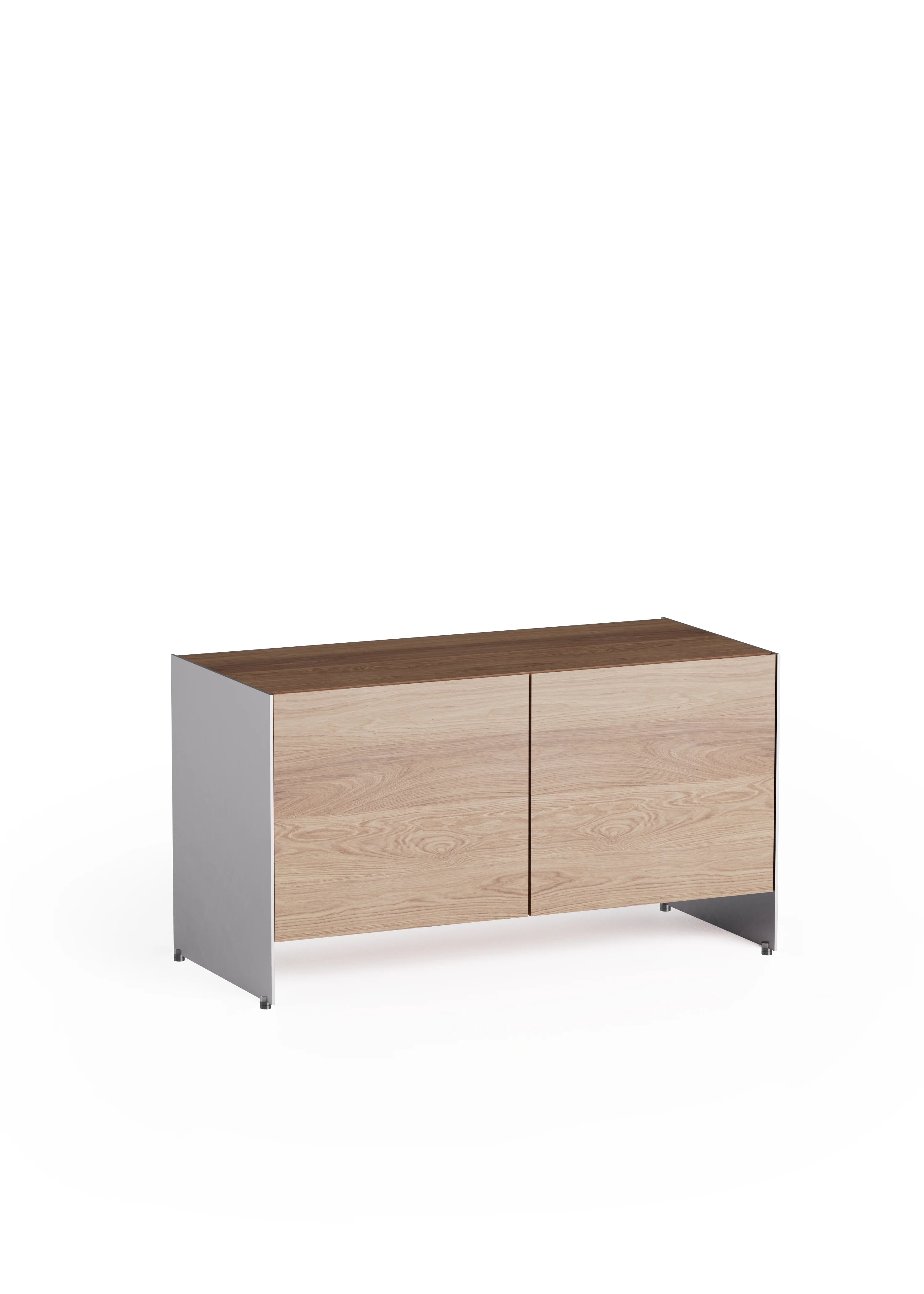 Schrank ALOOX 90 aus Eichenholz mit Aluminiumoberfläche