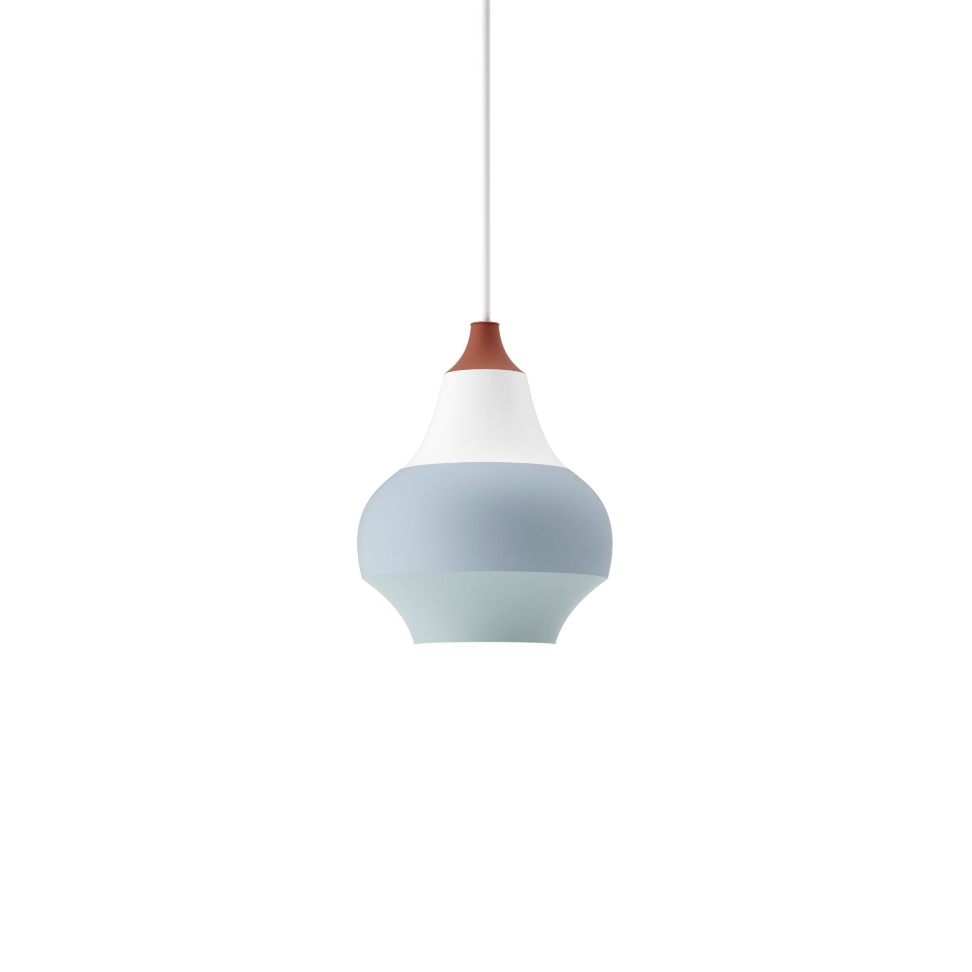 Pendant lamp CIRQUE white-blue with a copper tip