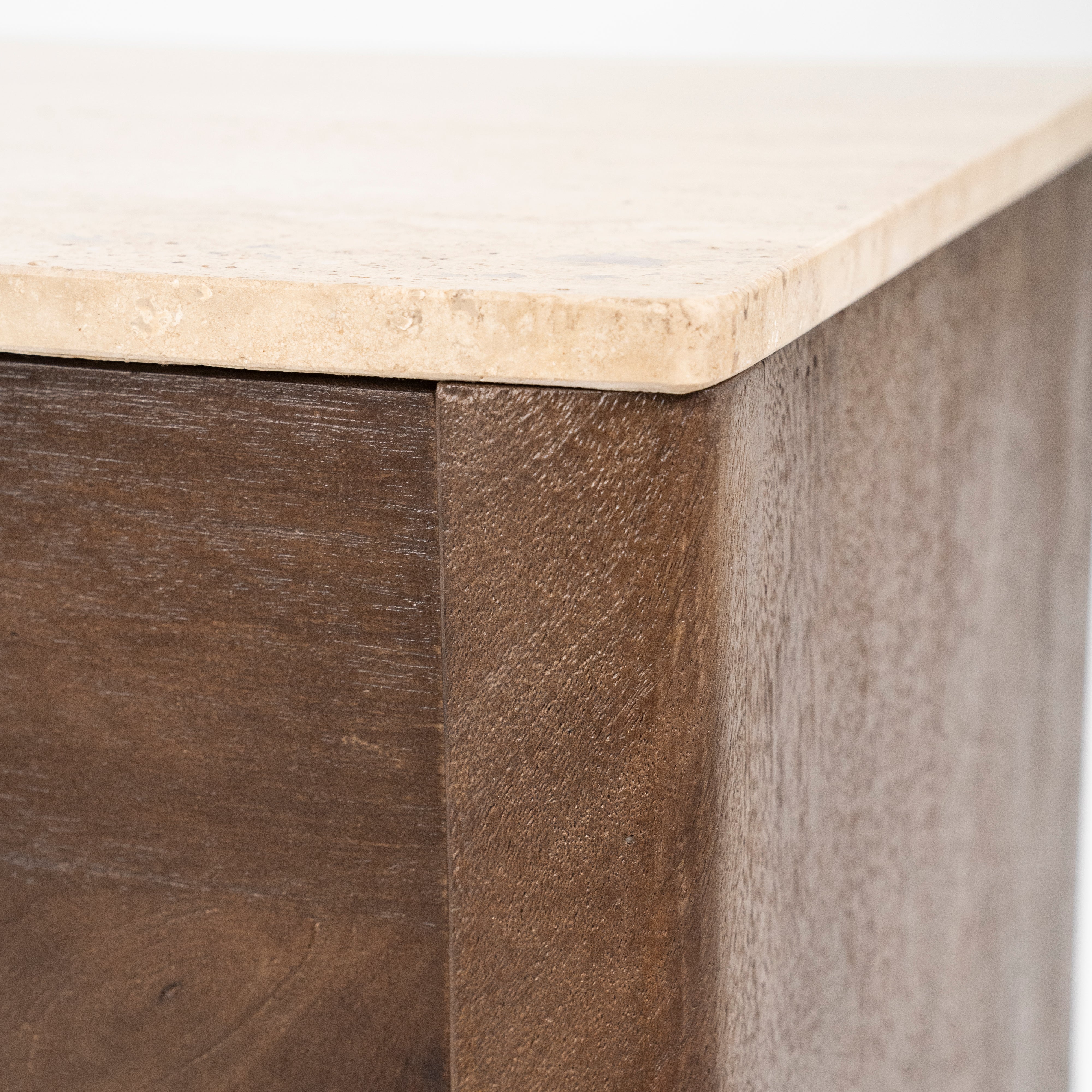 RTV-Sideboard LIO braunes Mangoholz mit Travertin