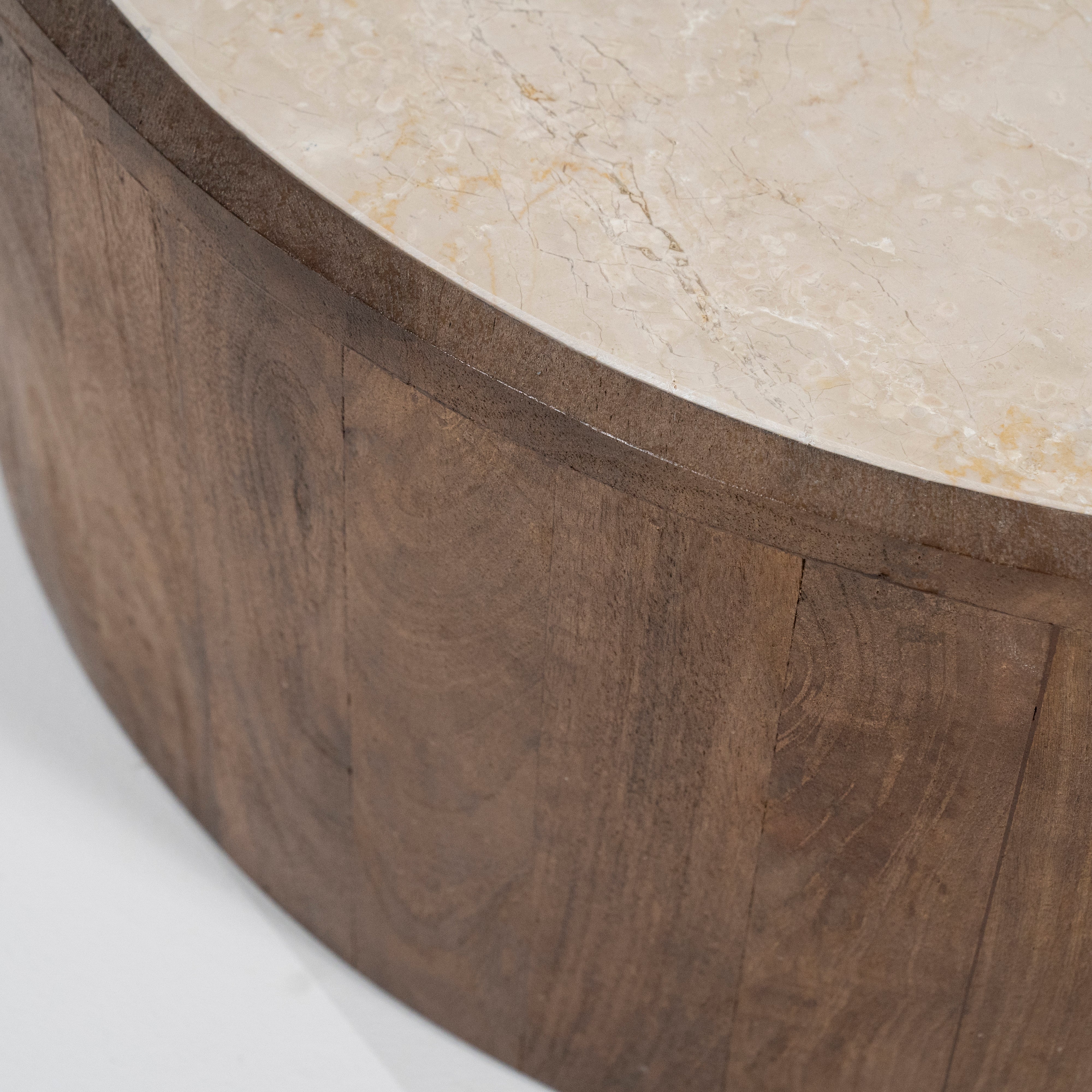 HAZEL Table Set Dark Brown Mango Wood with Marble Top