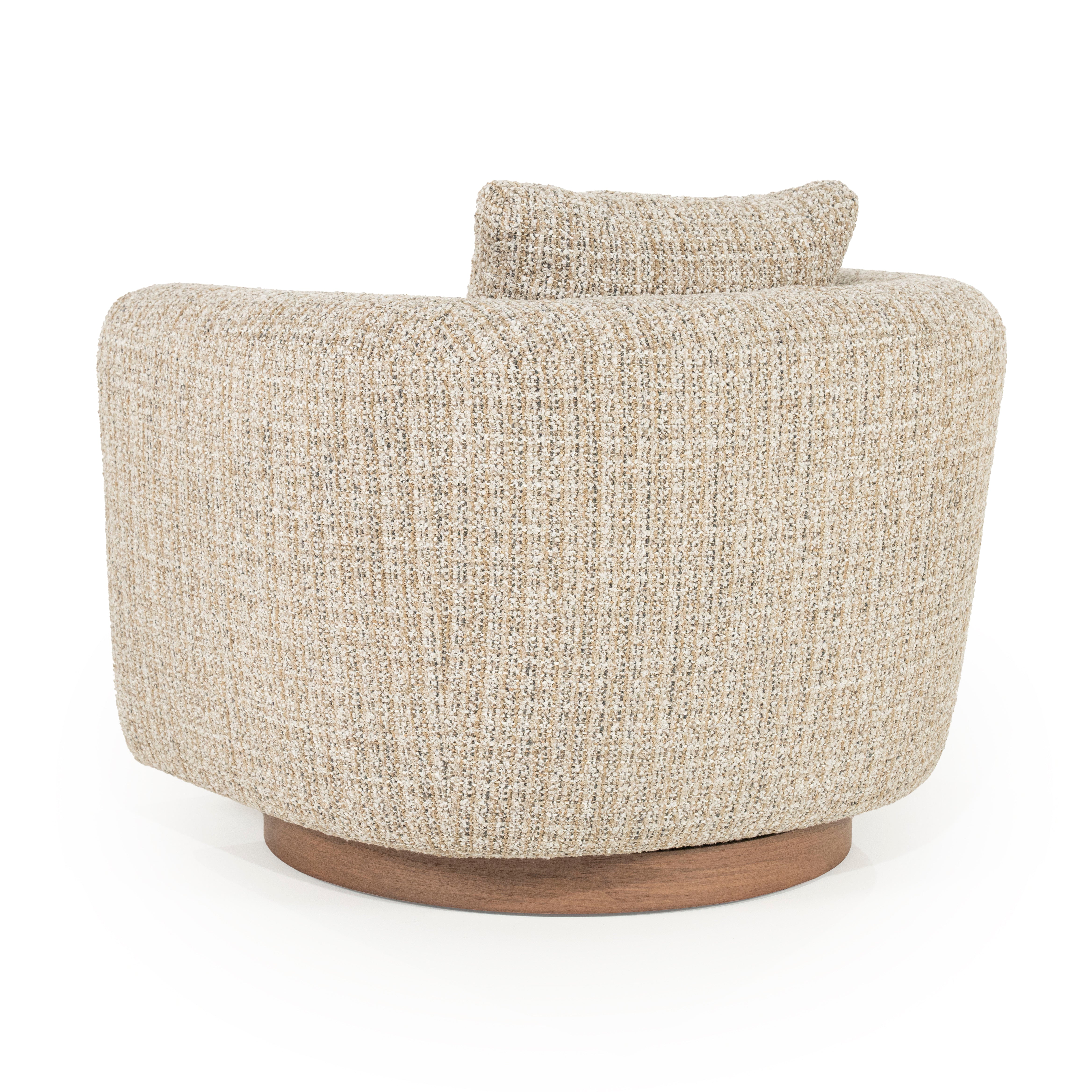 JORDAN beige swivel armchair with wooden base