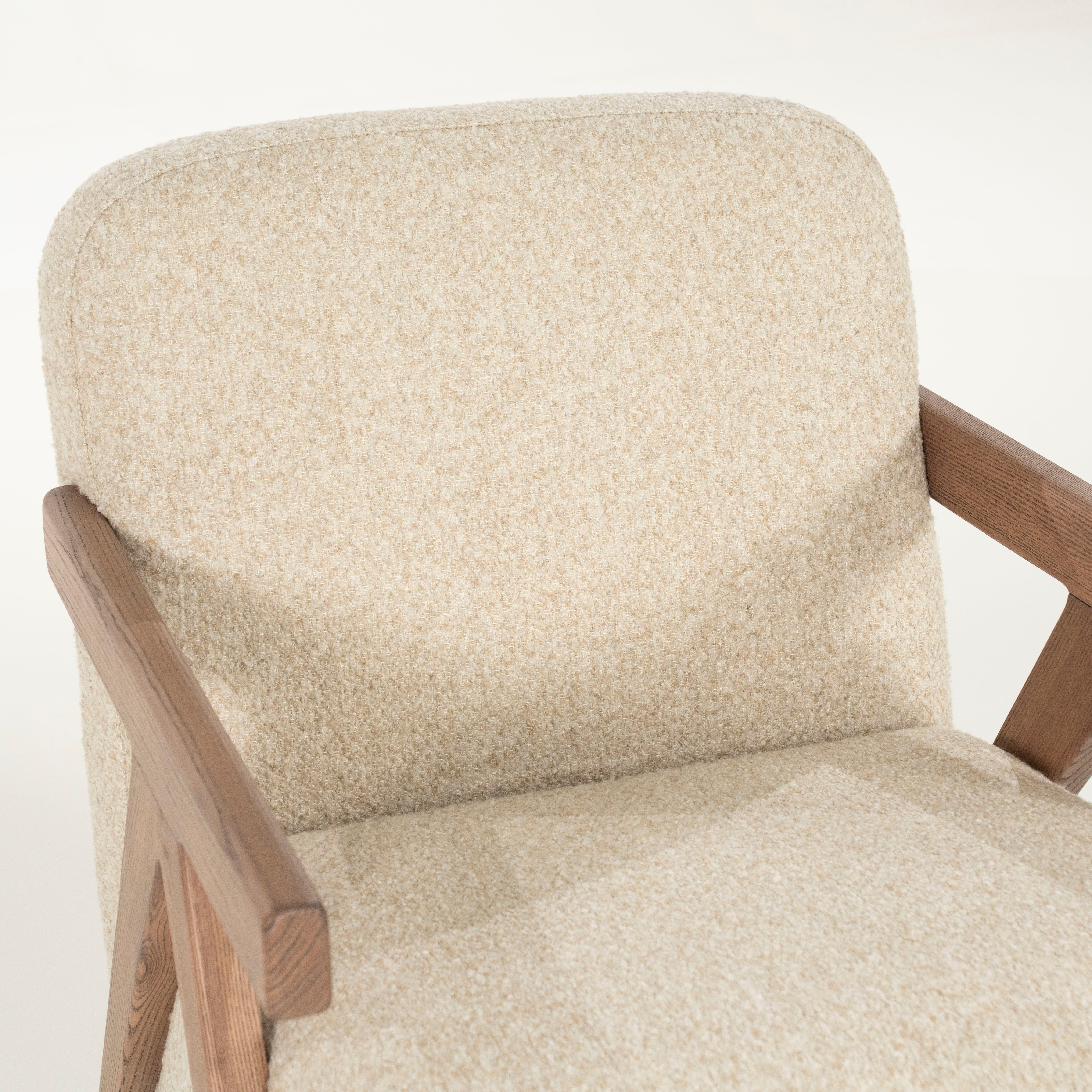 FRANCIS beige armchair with wooden base