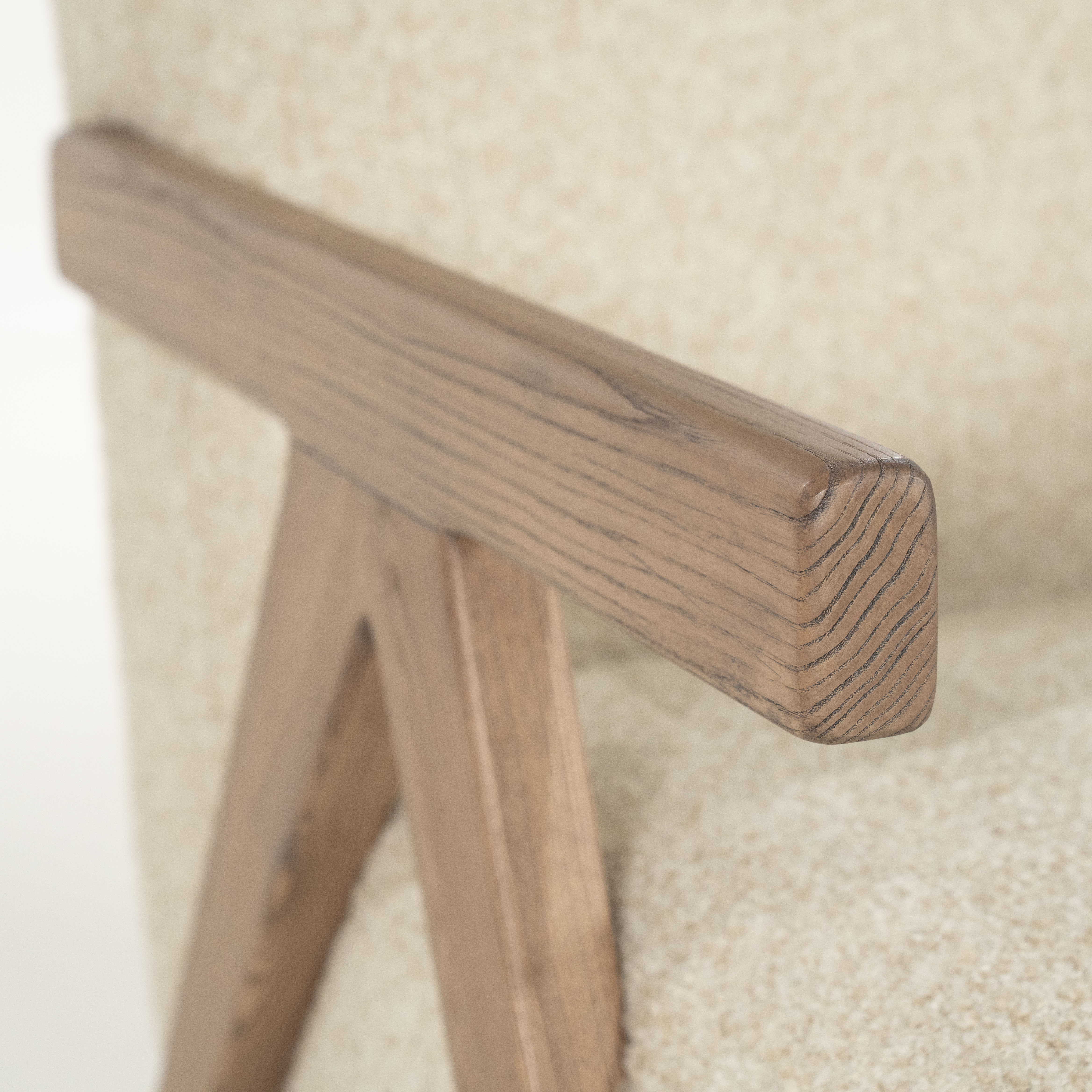 FRANCIS beige armchair with wooden base