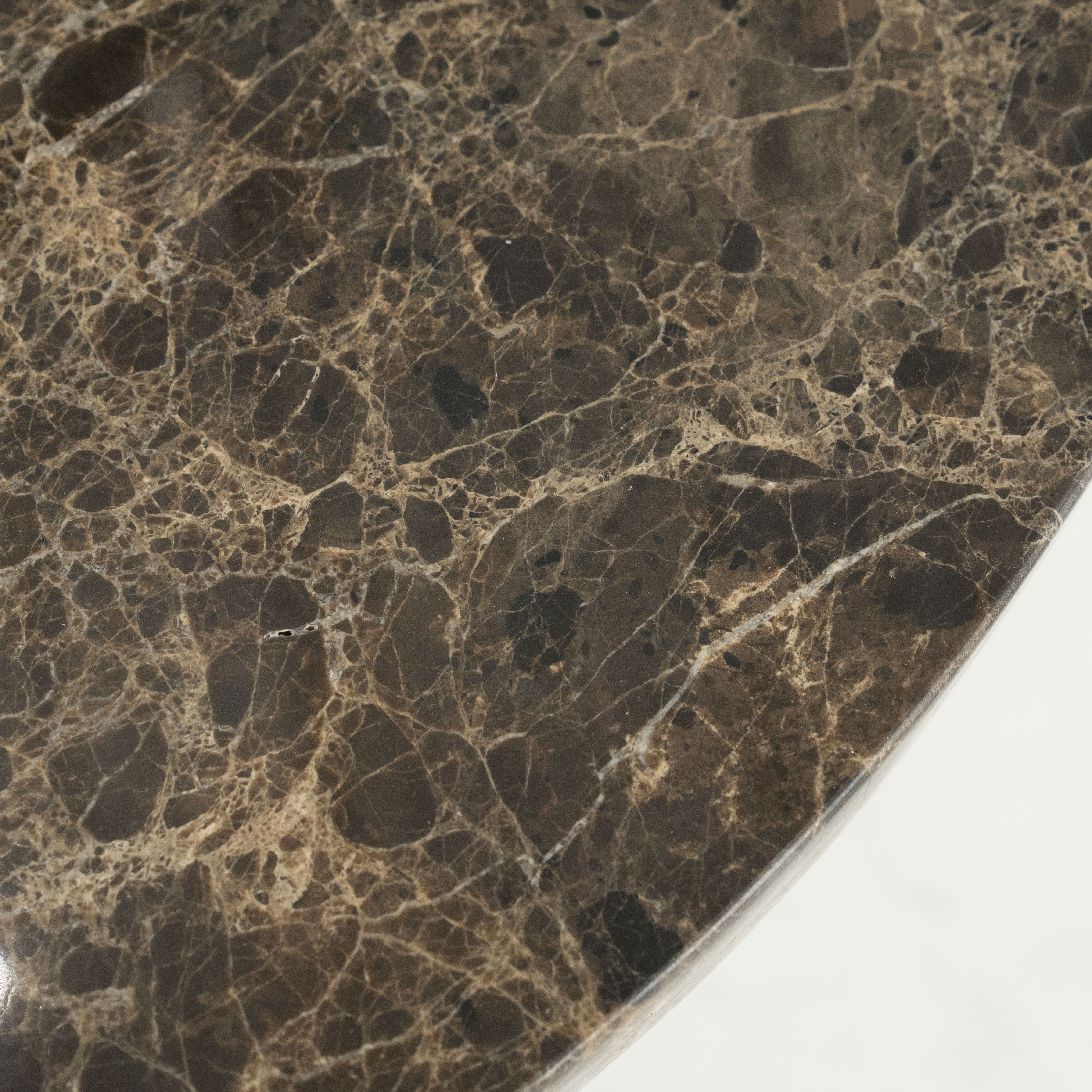 Beistelltisch LANDO dunkelbrauner Marmor mit Holzgestell