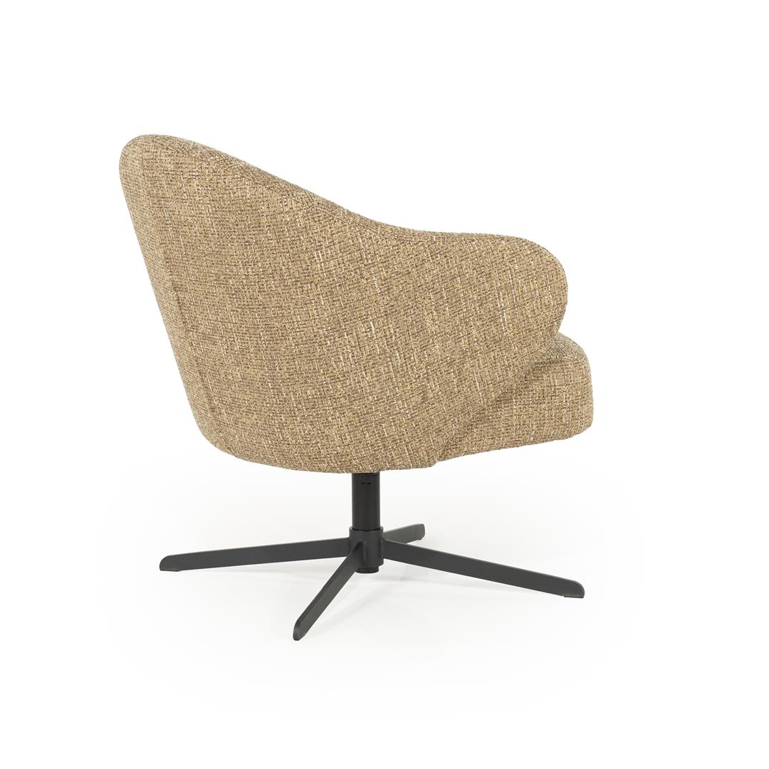 CONNOR swivel armchair mustard brown with black base