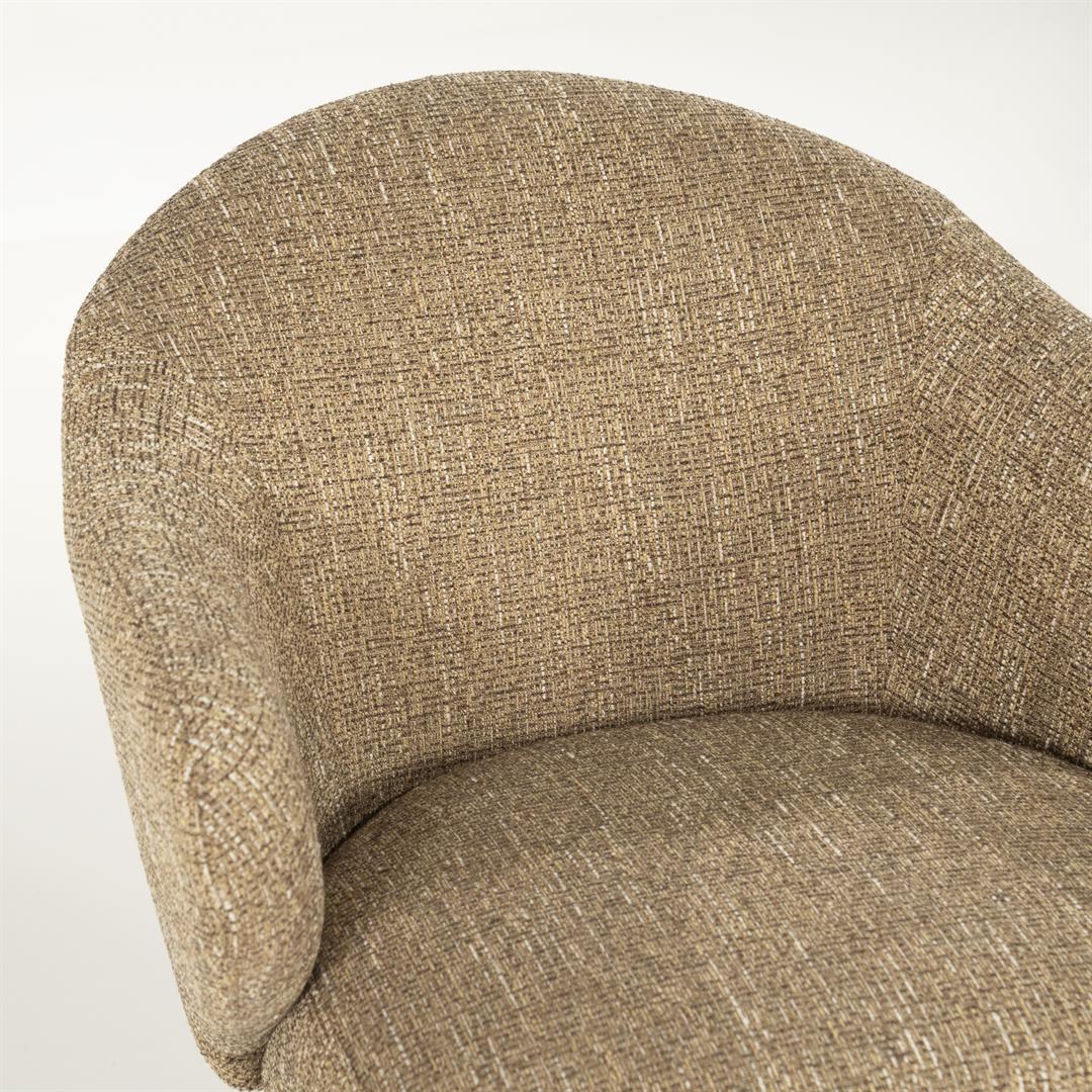 CONNOR swivel armchair mustard brown with black base
