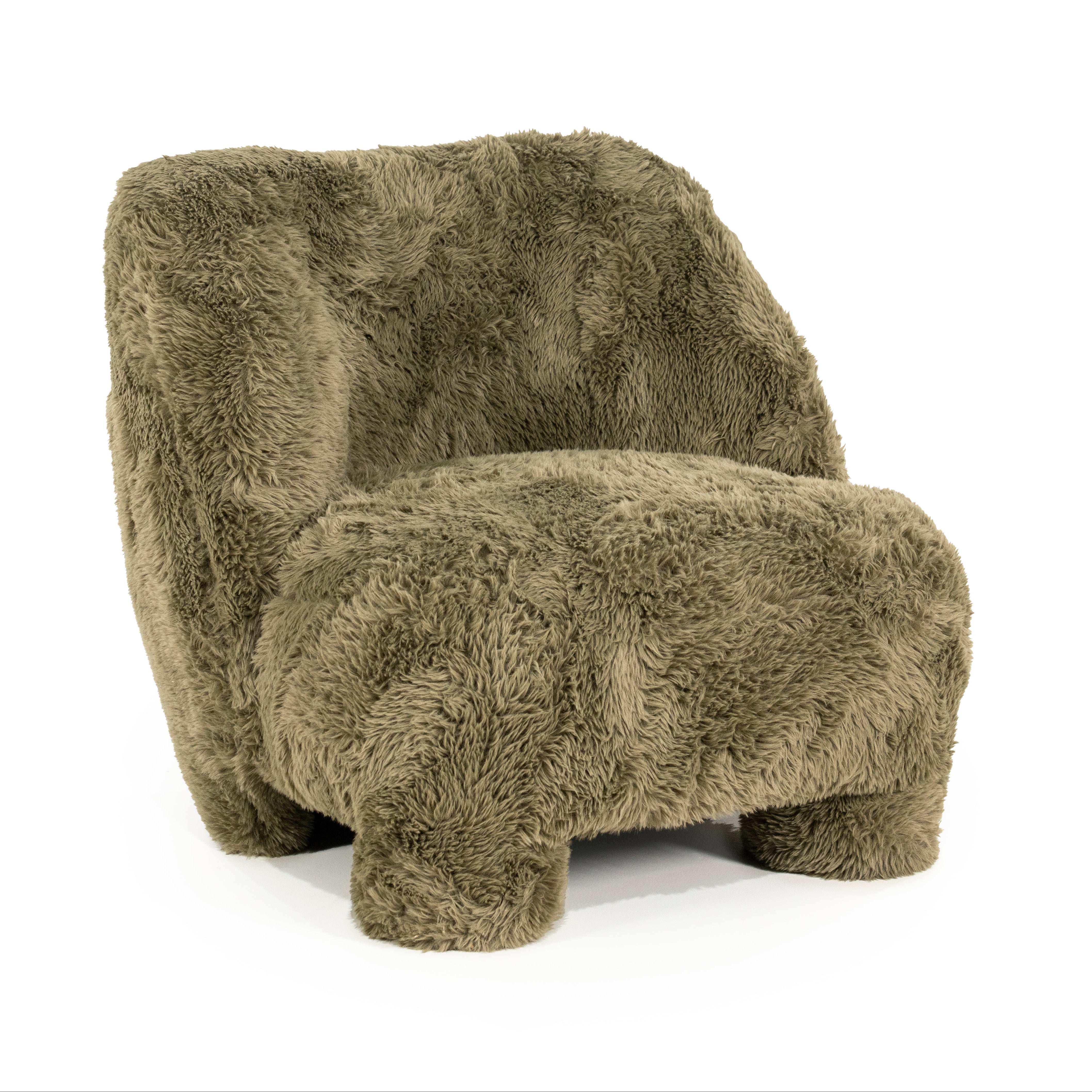SAMSON green furry armchair