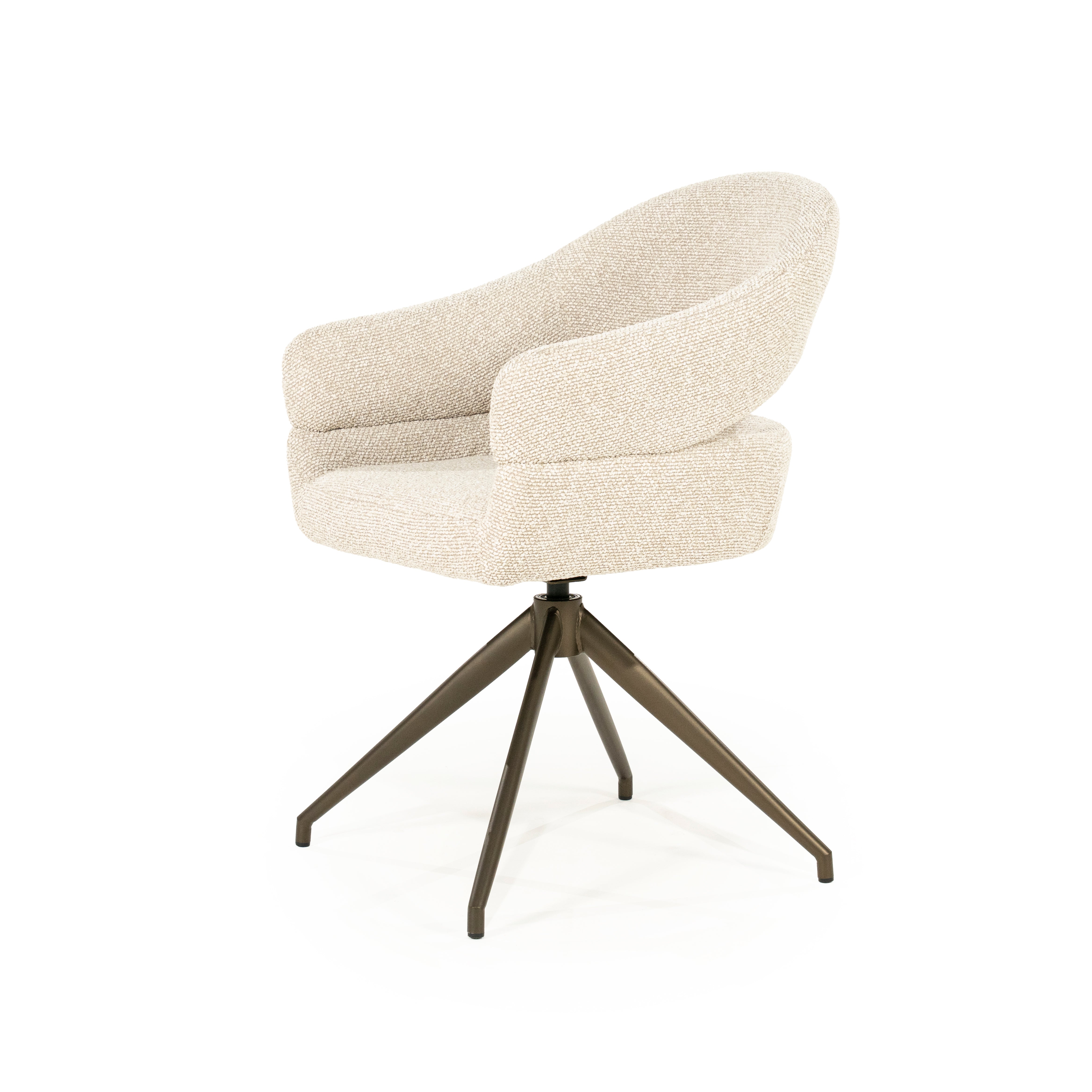 Drehstuhl HAILEY beige mit dunkelbraunem Fuß