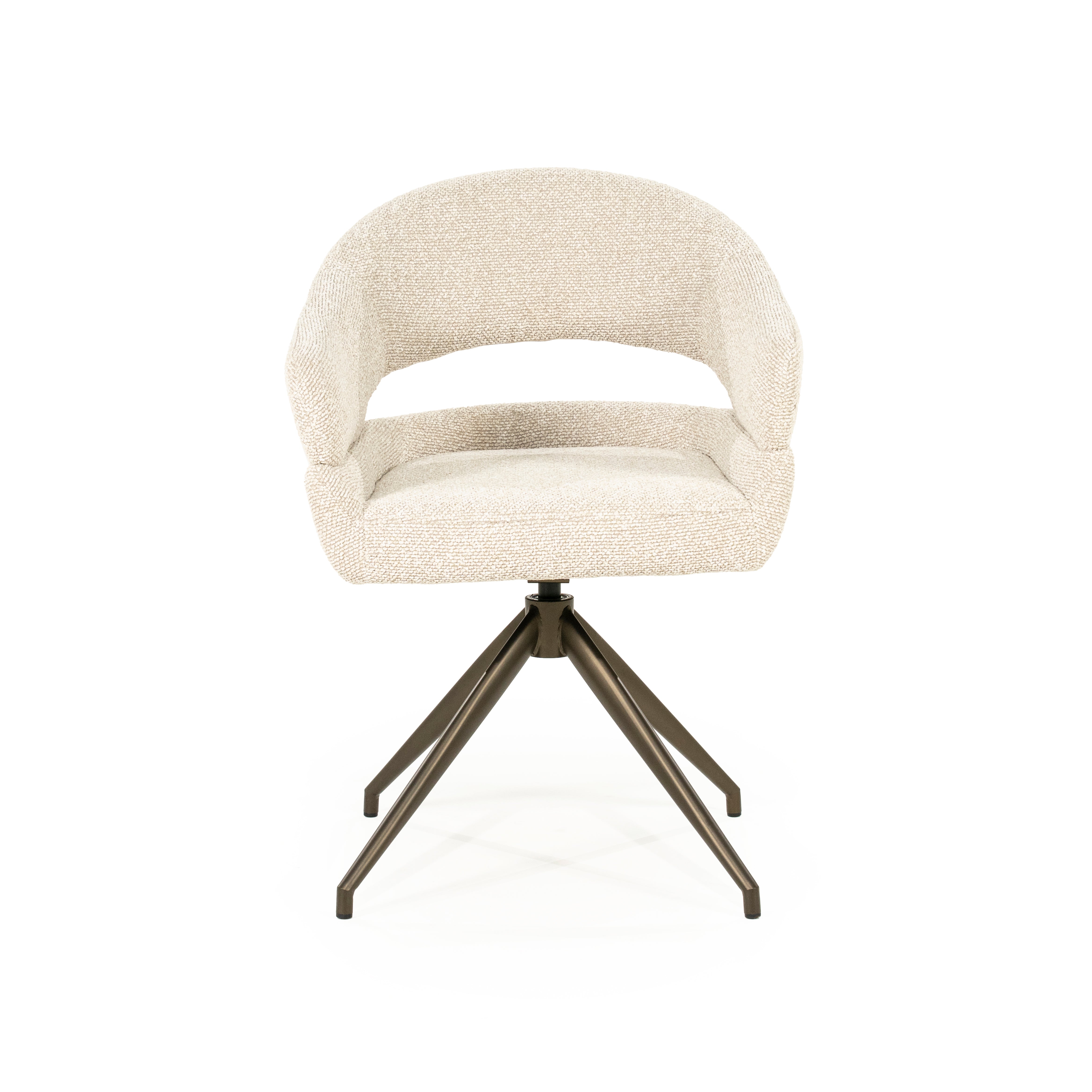 Drehstuhl HAILEY beige mit dunkelbraunem Fuß