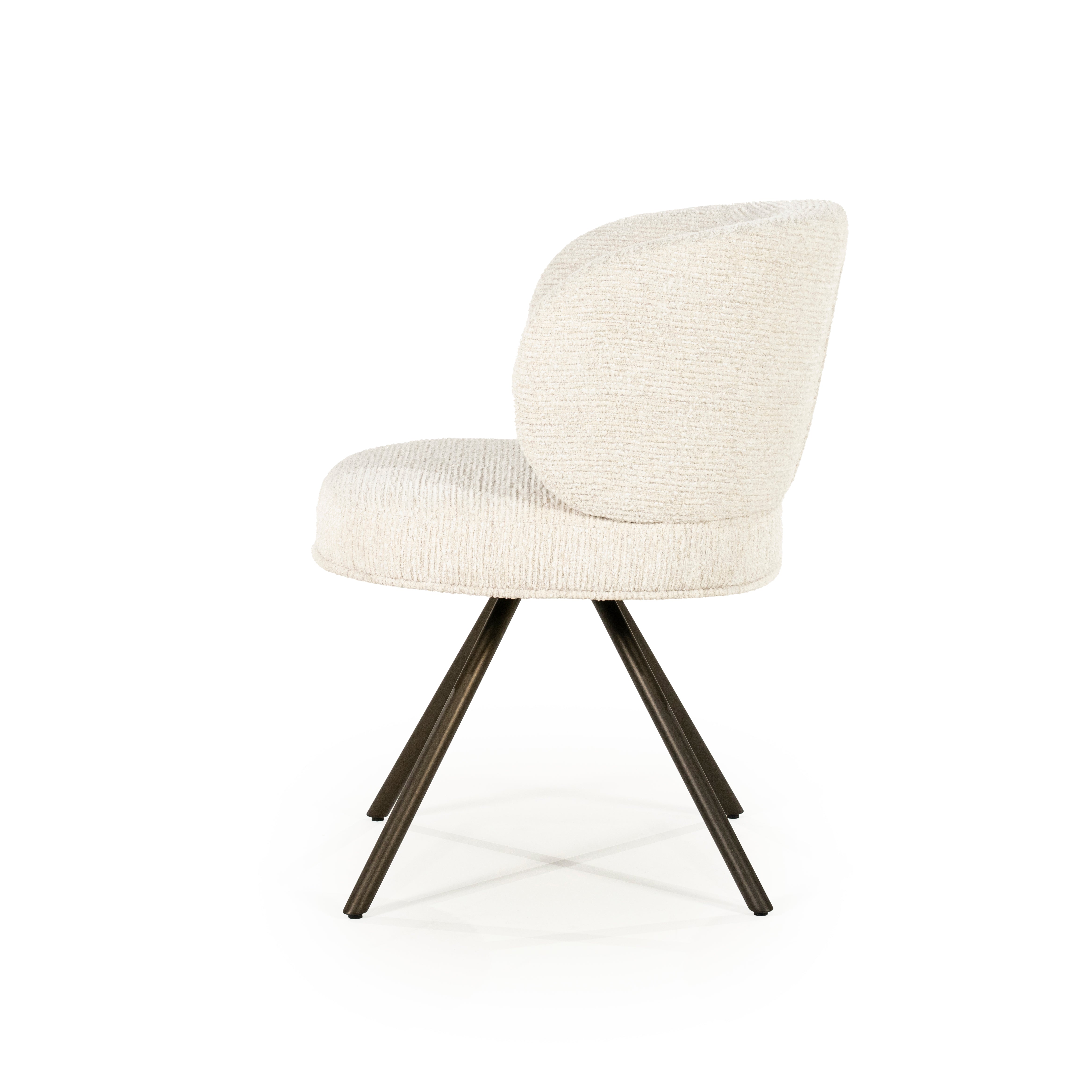 JAYSON Beige Swivel Chair with Dark Brown Base