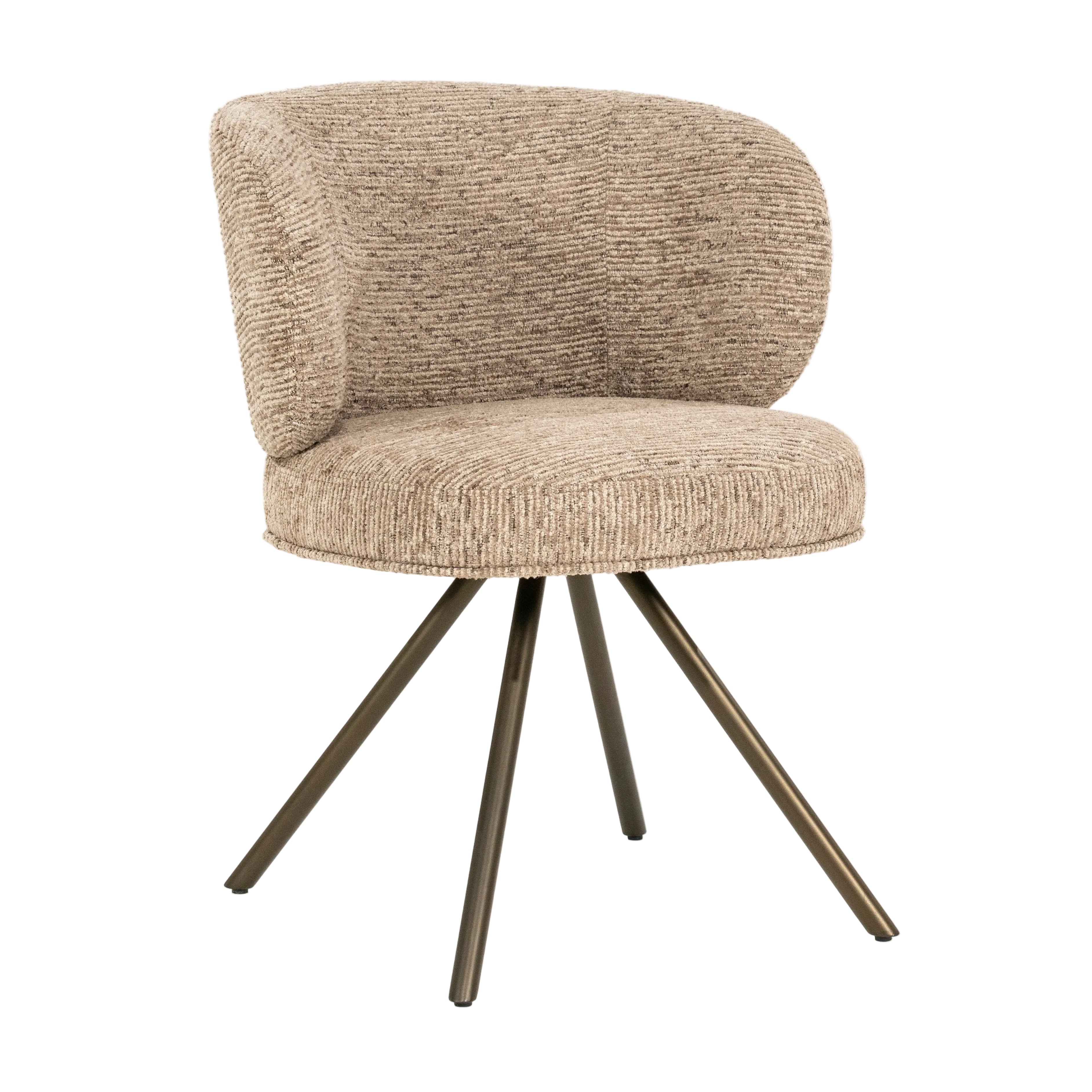 JAYSON taupe swivel chair with dark brown base