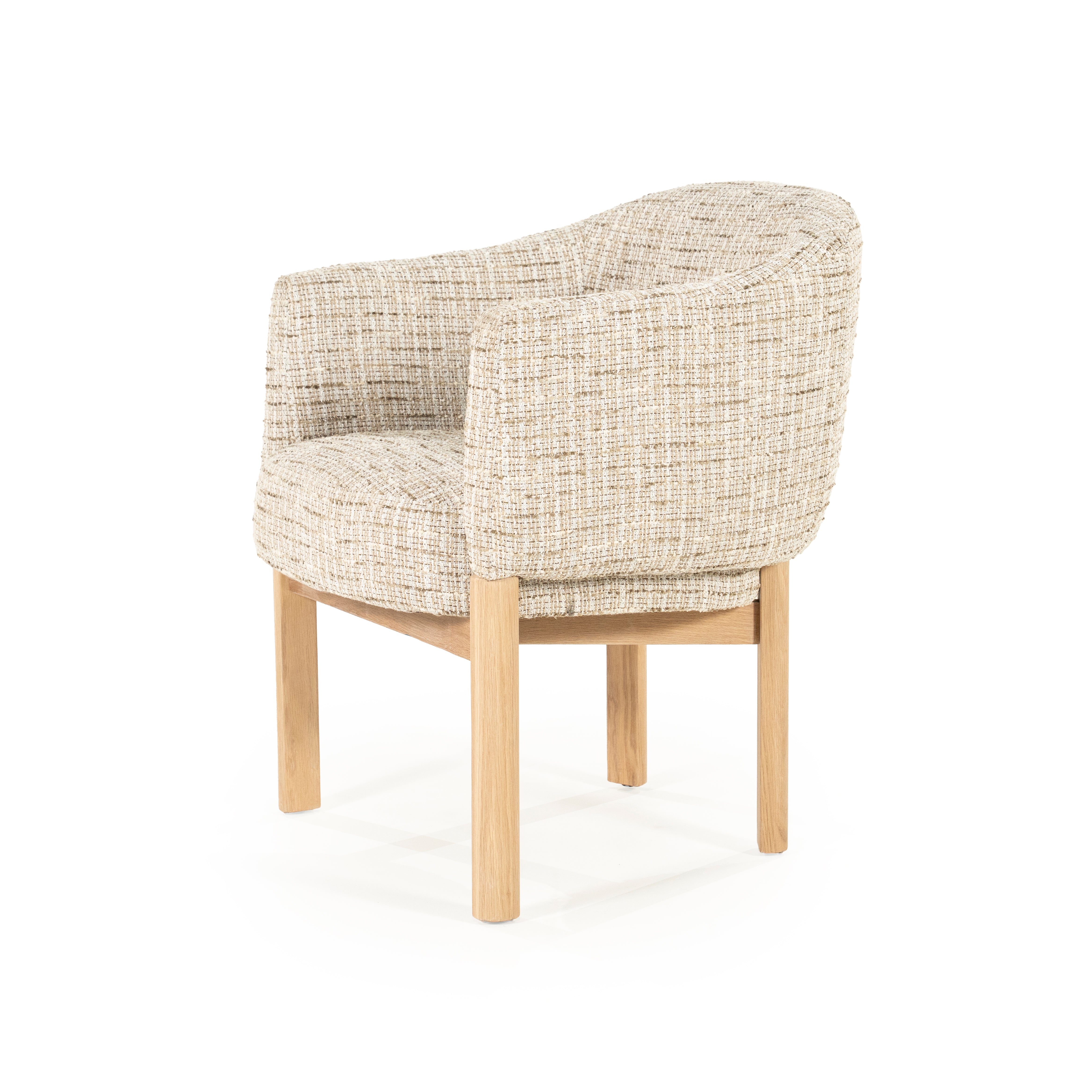 Sessel MICHA beige mit Eichenbasis