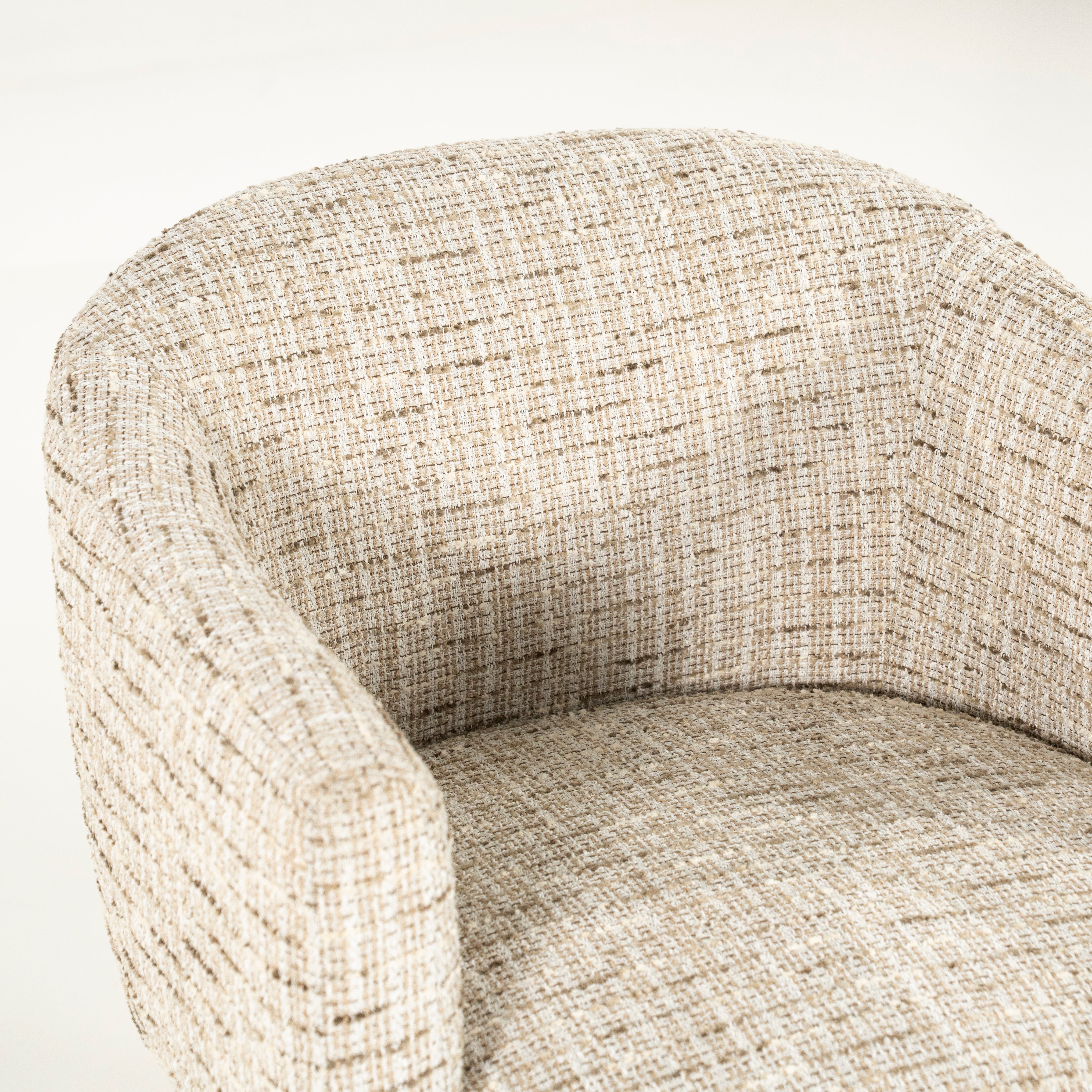 Sessel MICHA beige mit Eichenbasis