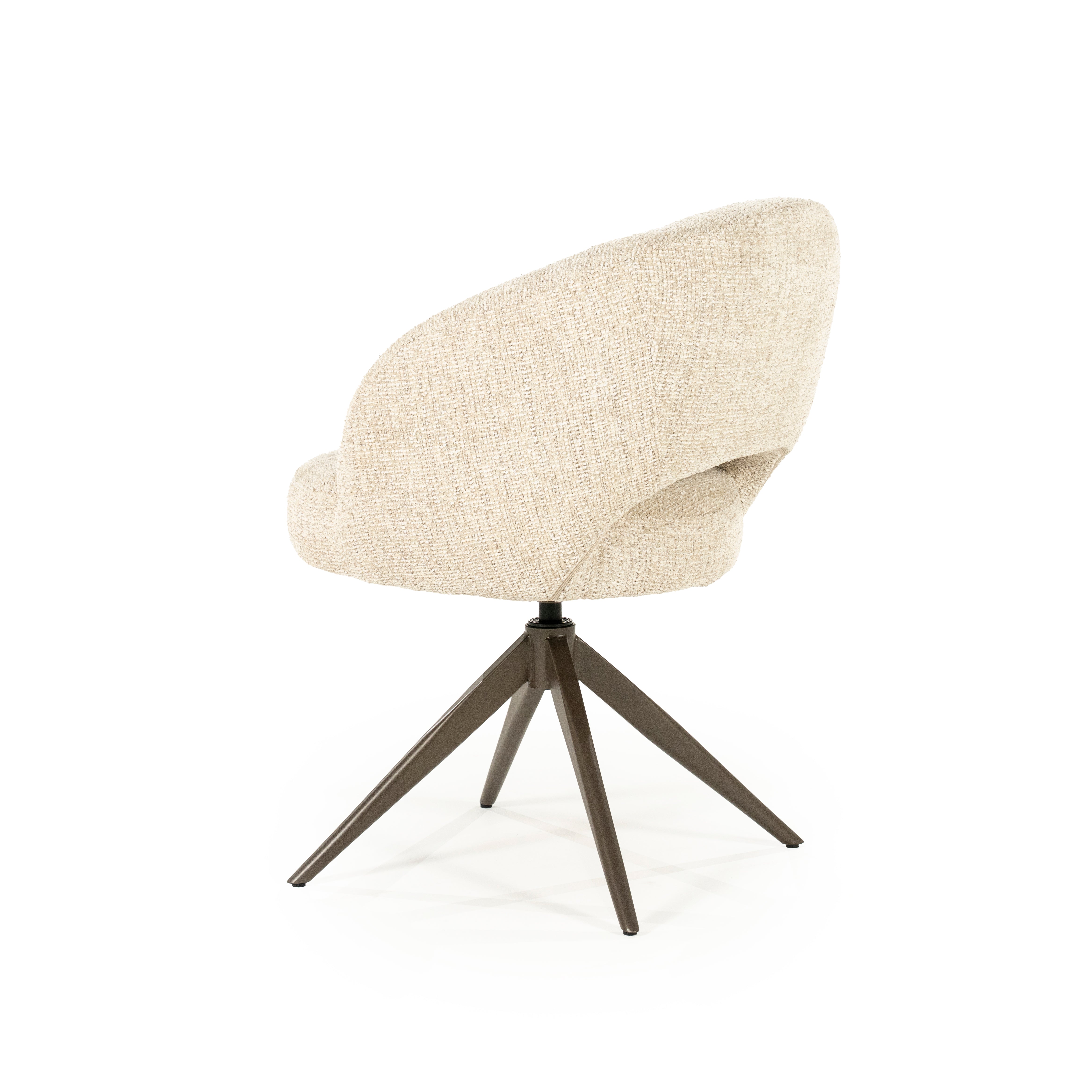 Drehstuhl ALISSA beige mit dunkelbraunem Fußteil