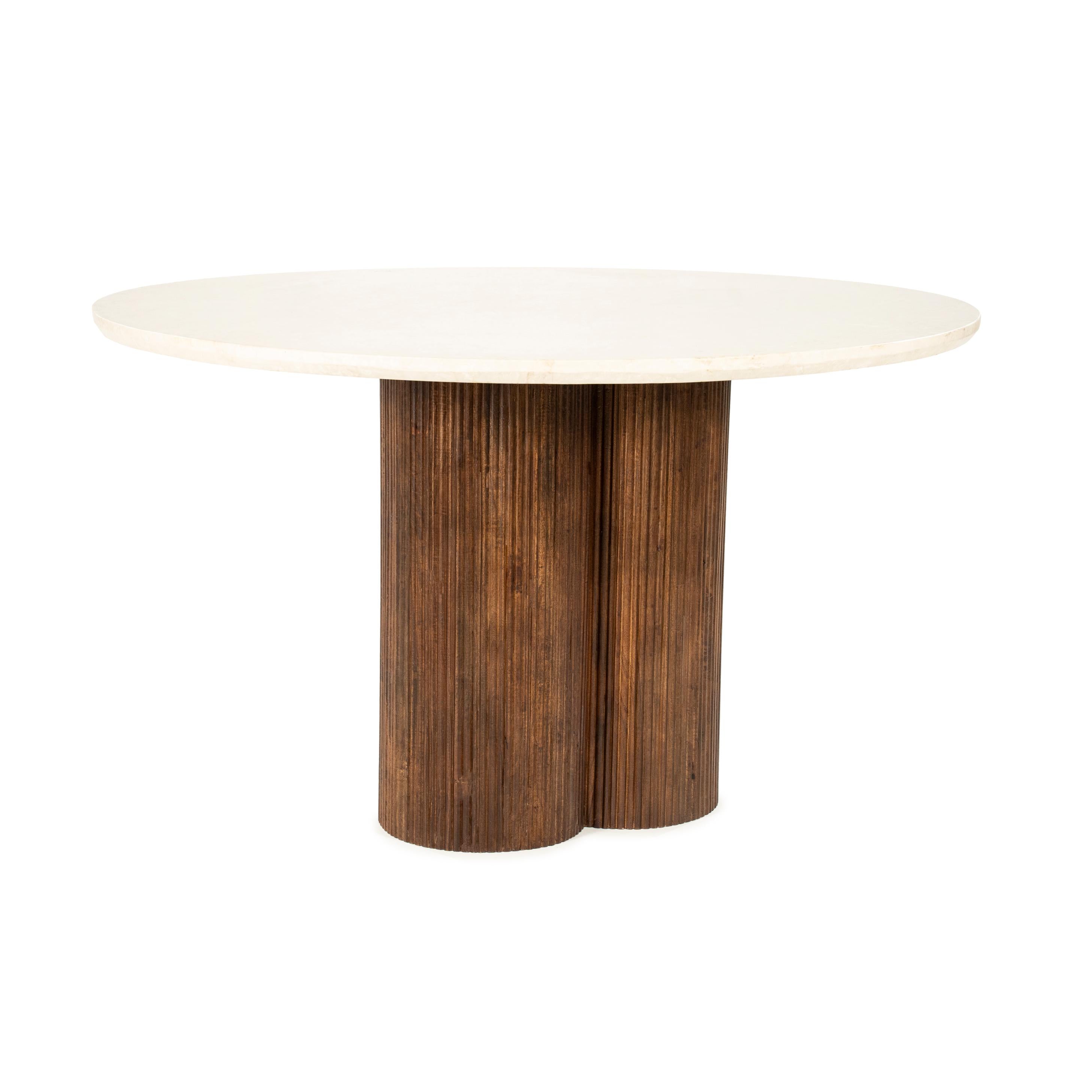Round Table XANNI Botticion Marble with Mango Wood