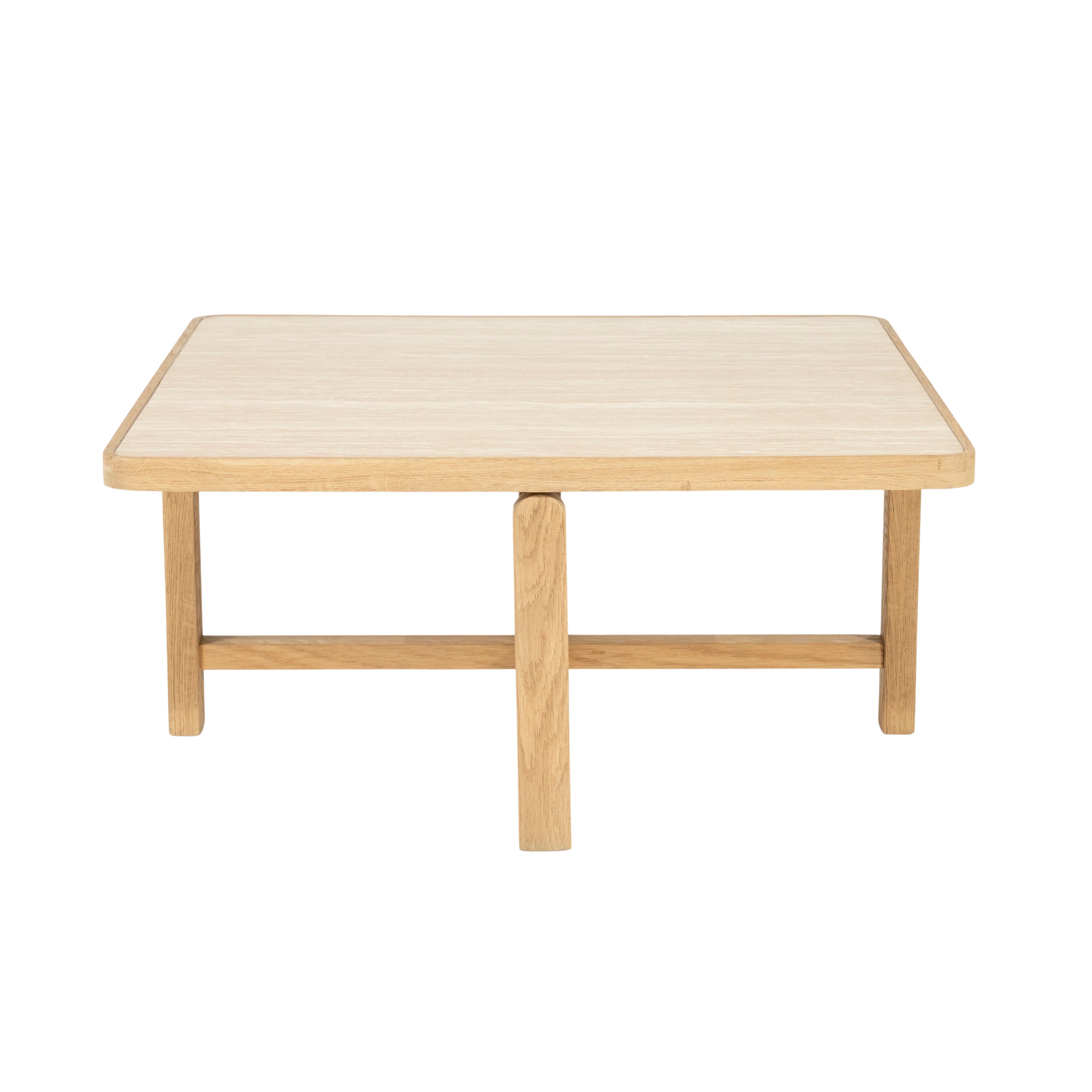 VIDAR coffee table in travertine with an oak base