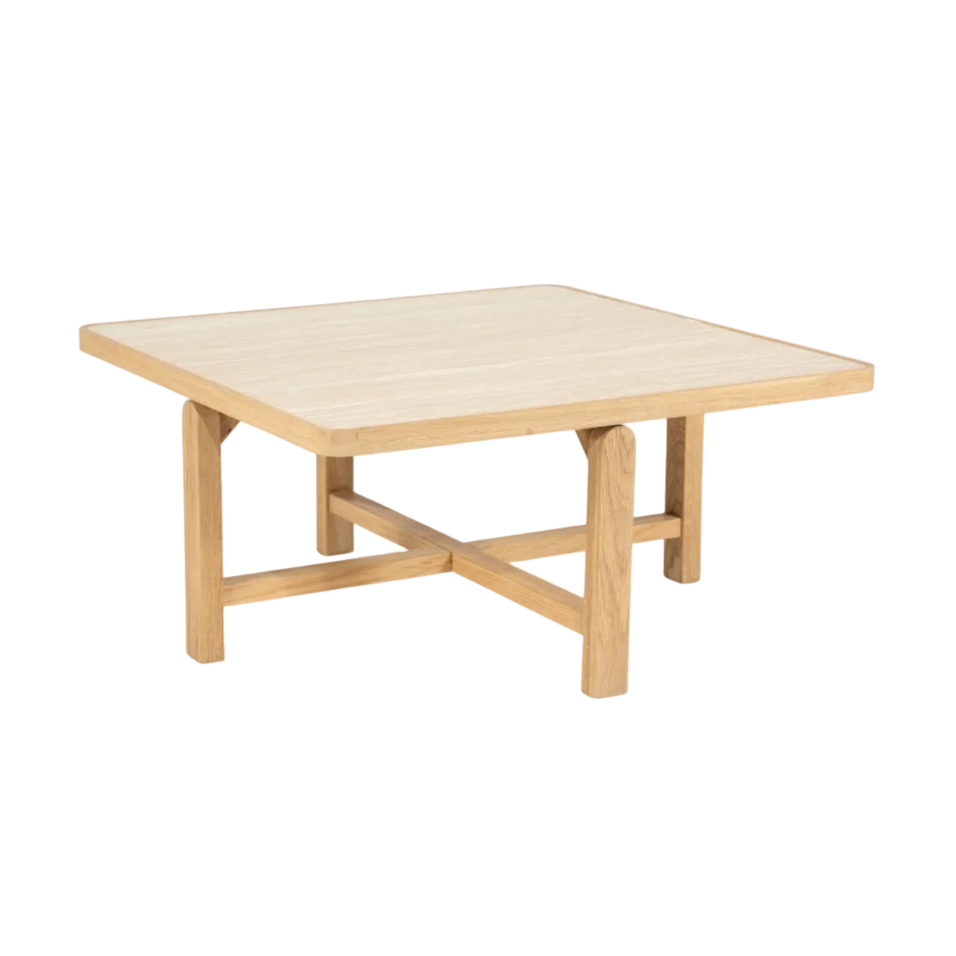 VIDAR coffee table in travertine with an oak base