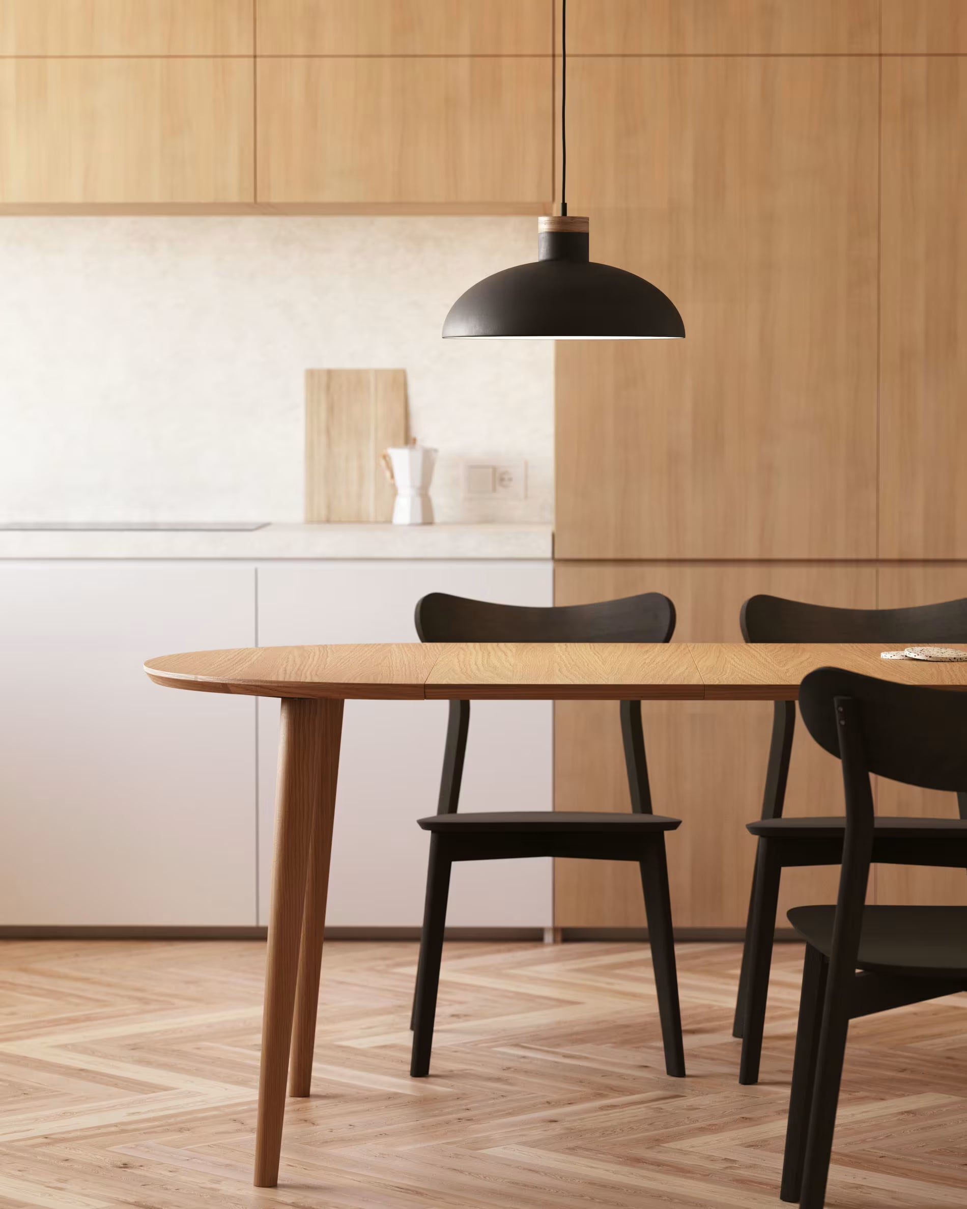 Ausziehbarer ovaler Tisch OQUI Eichenfurnier