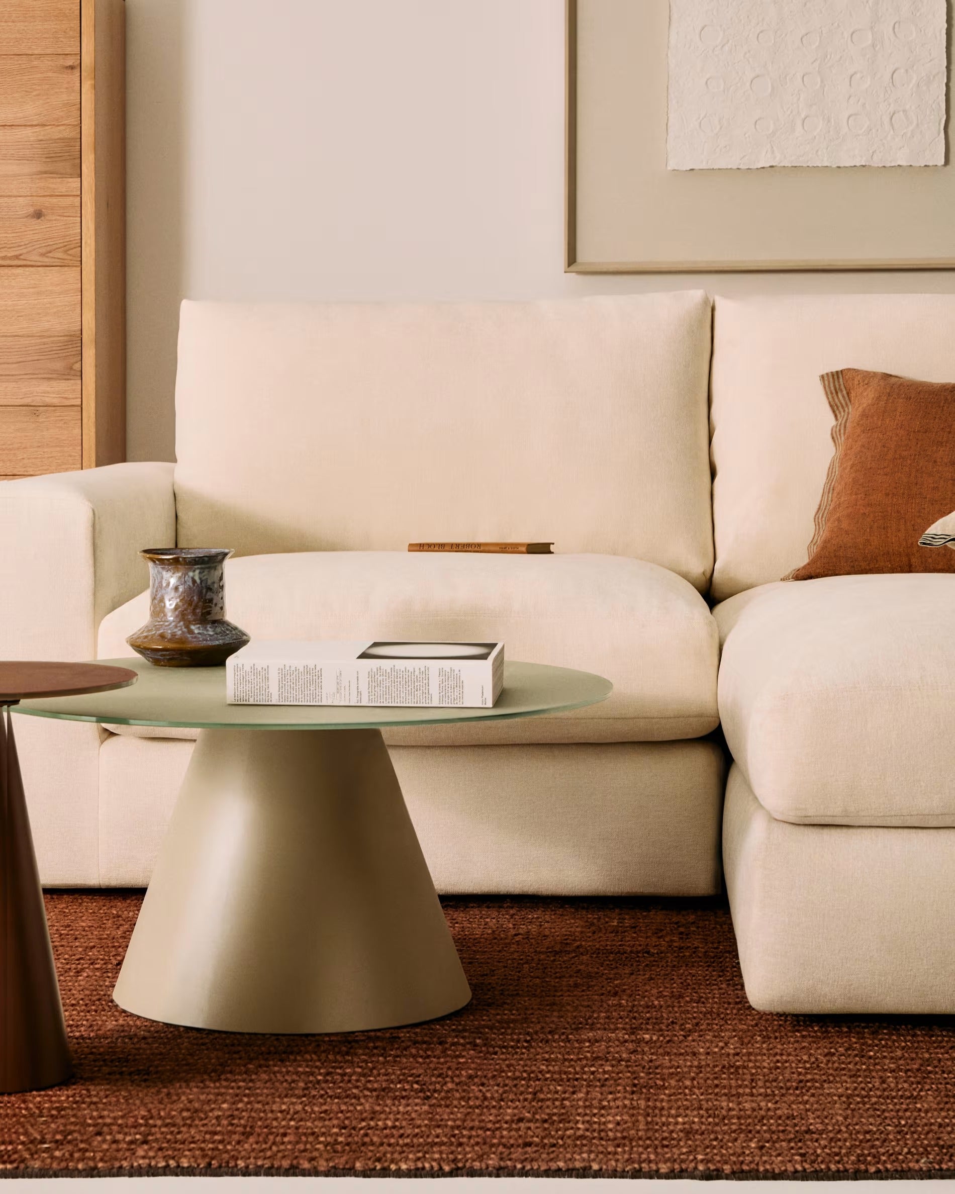 3-Sitzer-Ecksofa ALEA, ecrufarbenes Chenille