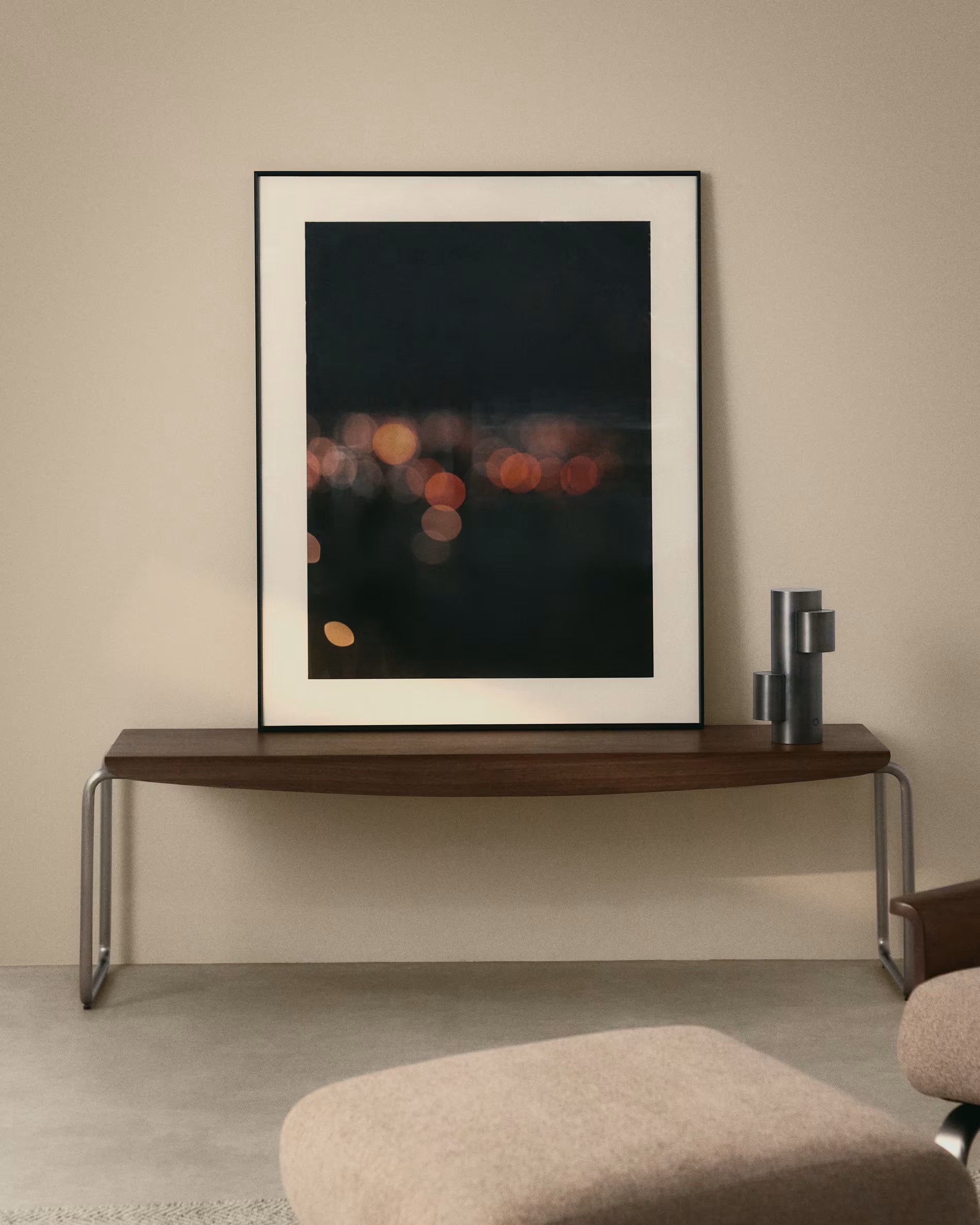 TARSEL bench dark brown walnut veneer with a steel base