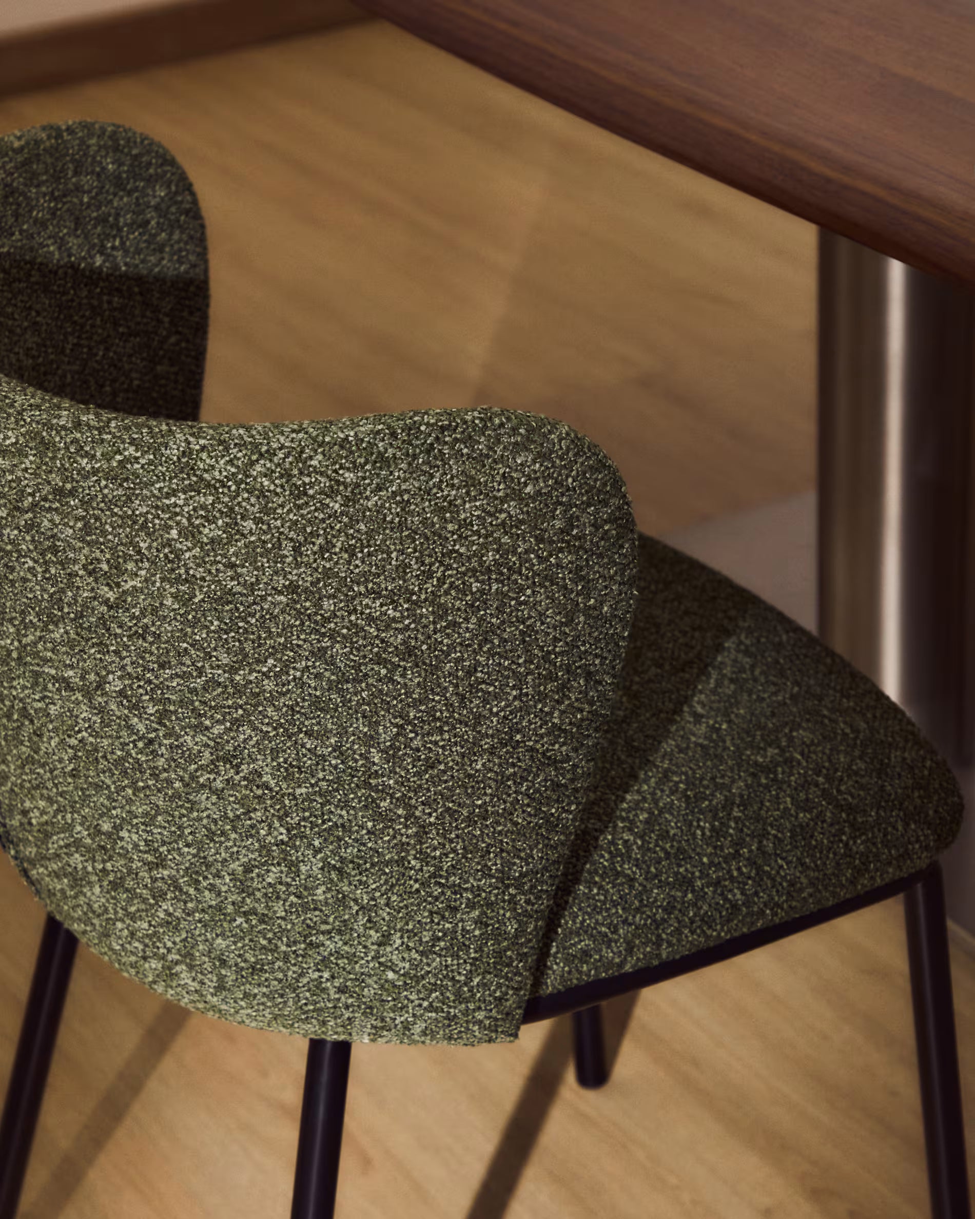 Ciselia Chair Dark Green Chenille with Black Base
