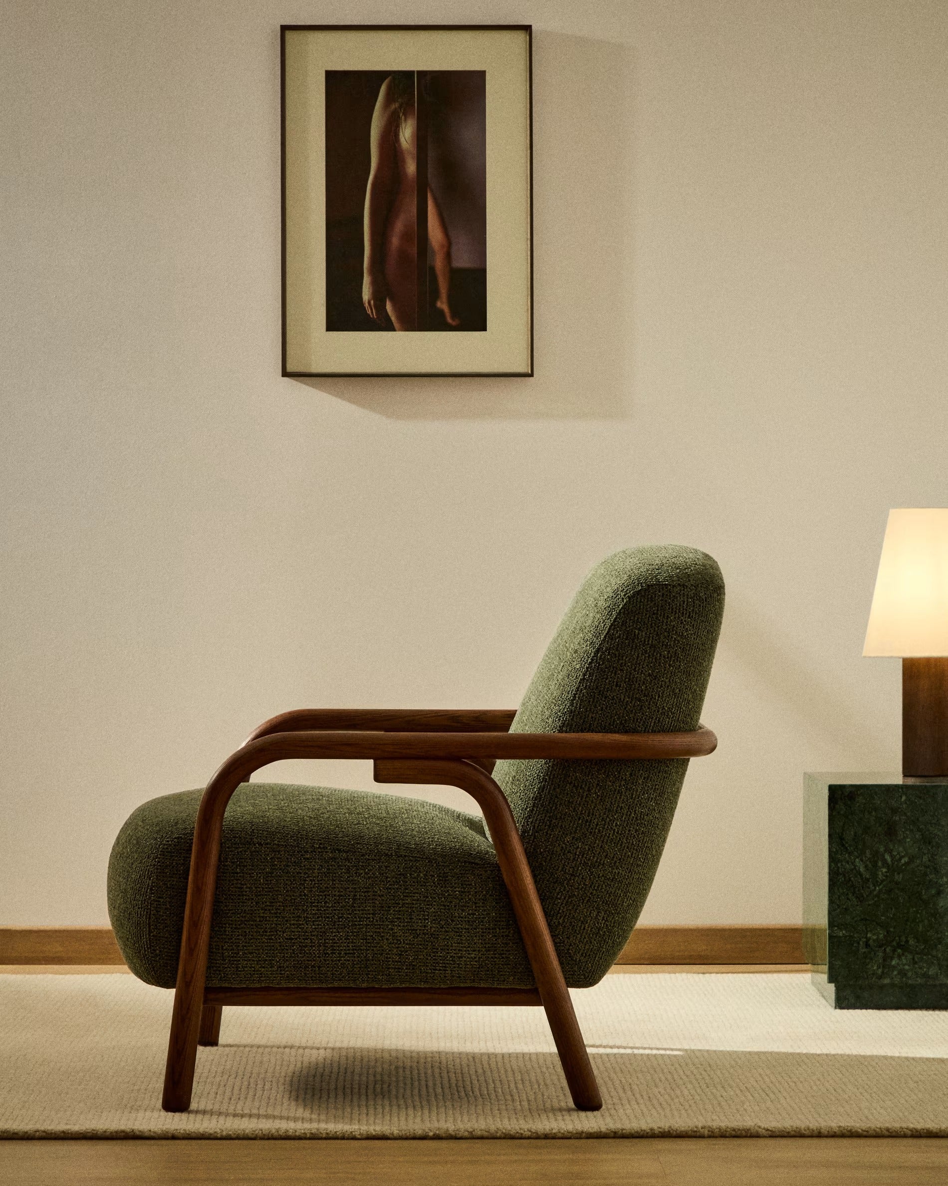 SYLO armchair green with dark ash base