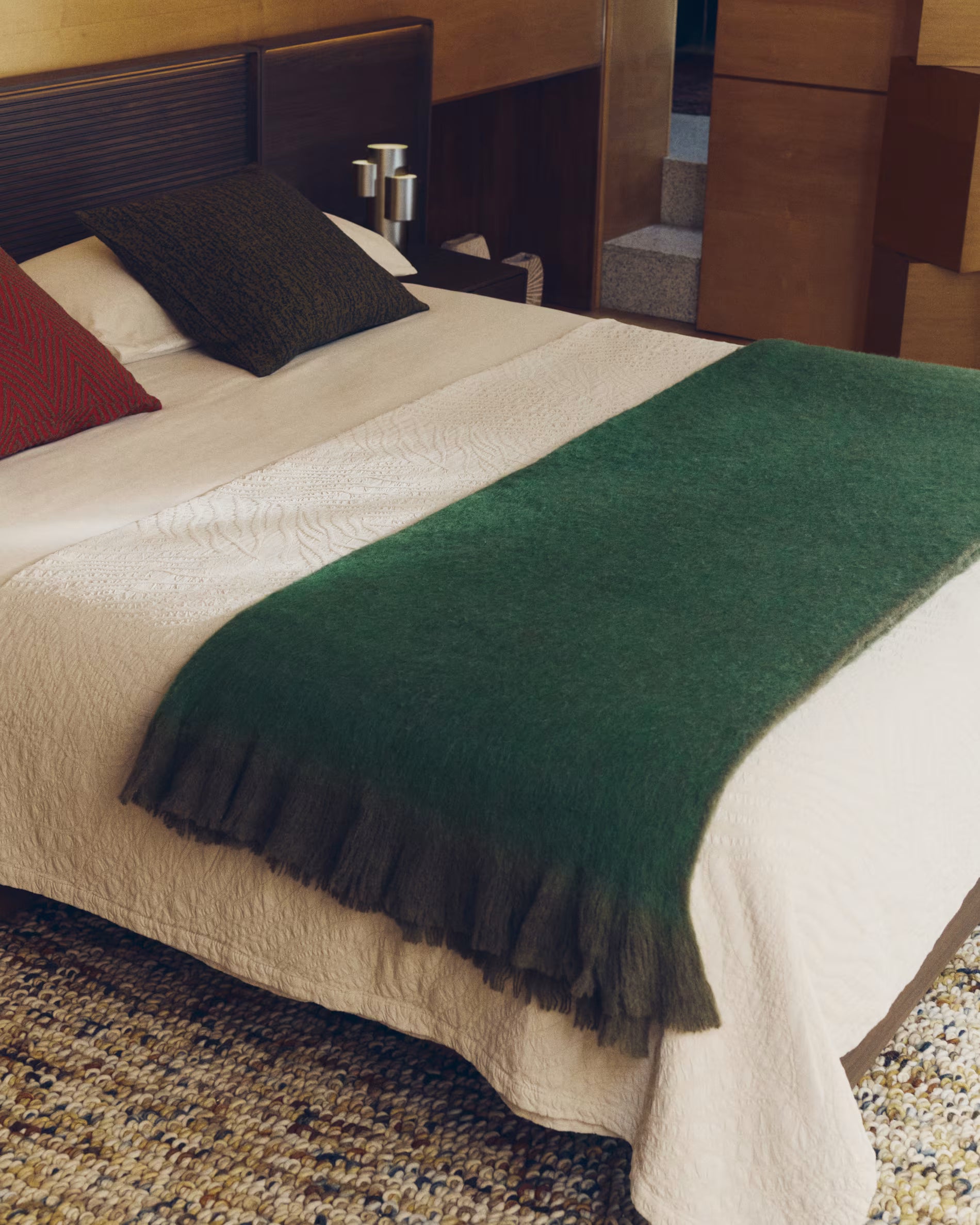 Bett mit Schränken NORLEN dunkelbraun Nussbaumfurnier