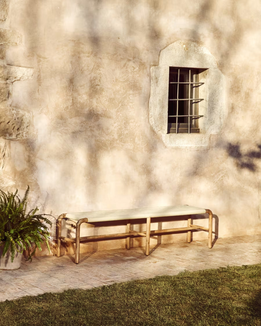 ALIPA Outdoor Bench Beige with Acacia Wood