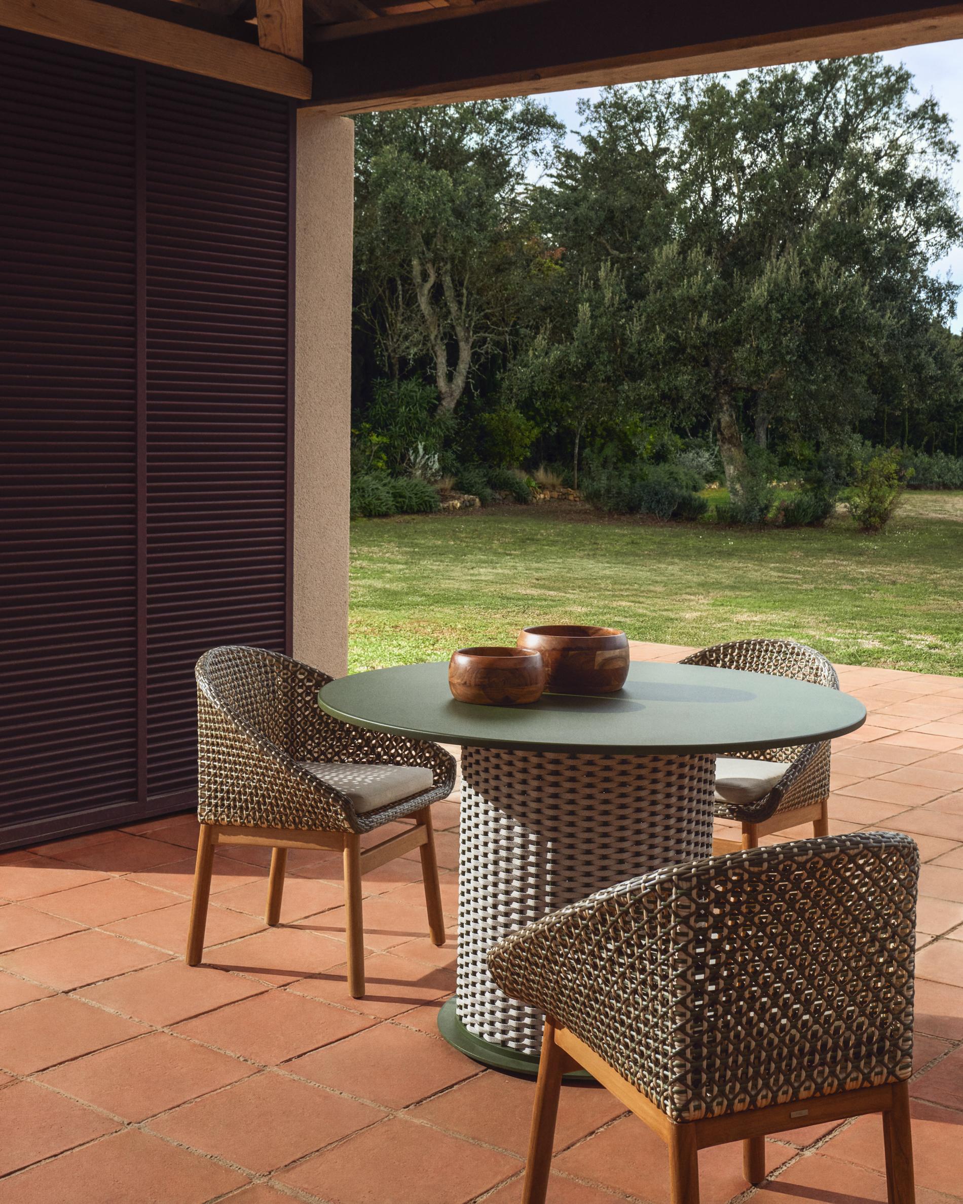 OLBIA Garden Chair in Synthetic Rattan and Teak Wood
