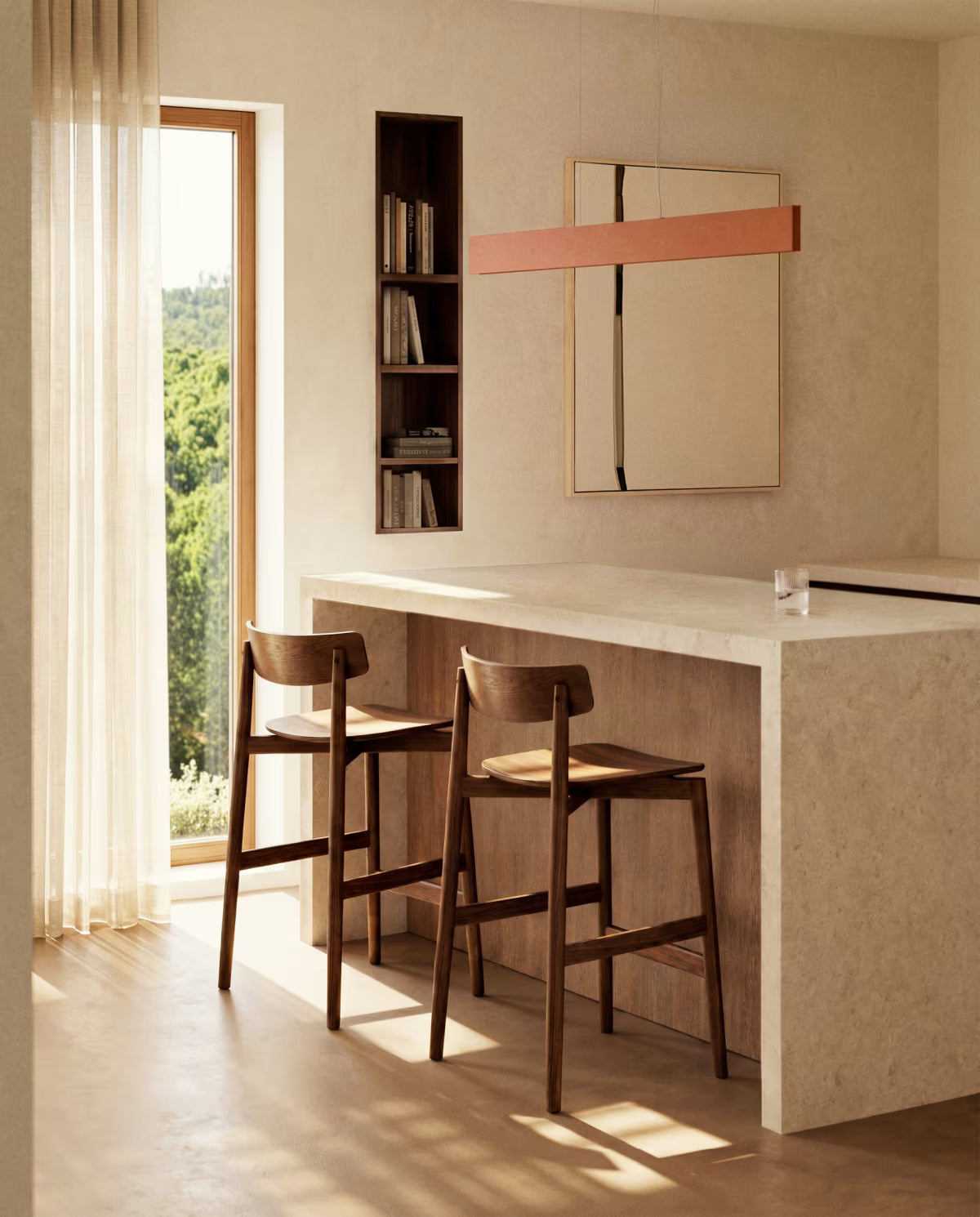 Barhocker EVERA aus dunklem Eichenfurnier
