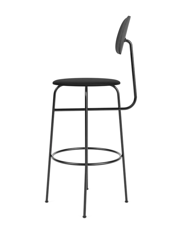 AFTEROOM PLUS black ash veneer stool with upholstered black seat