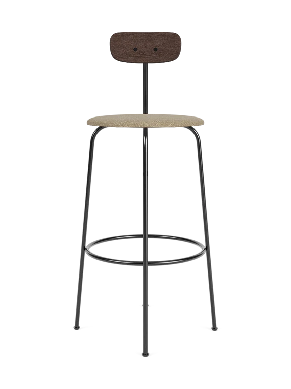 Hocker AFTEROOM dunkel Eichenfurnier mit gepolstertem beigen Sitz