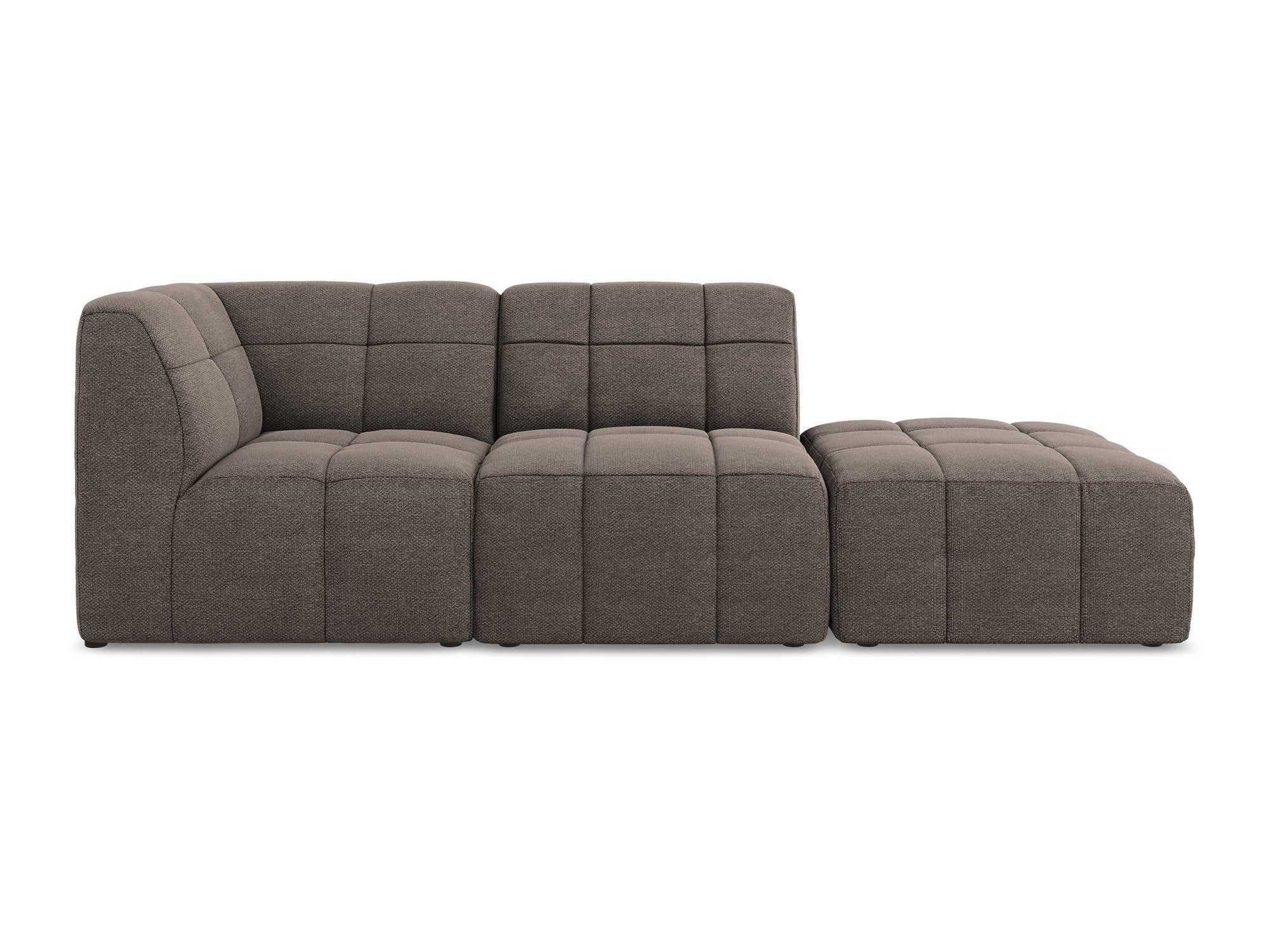 Modulares Sofa linksseitig offen 3-sitzig ALOHA schokoladenfarbener Boucle