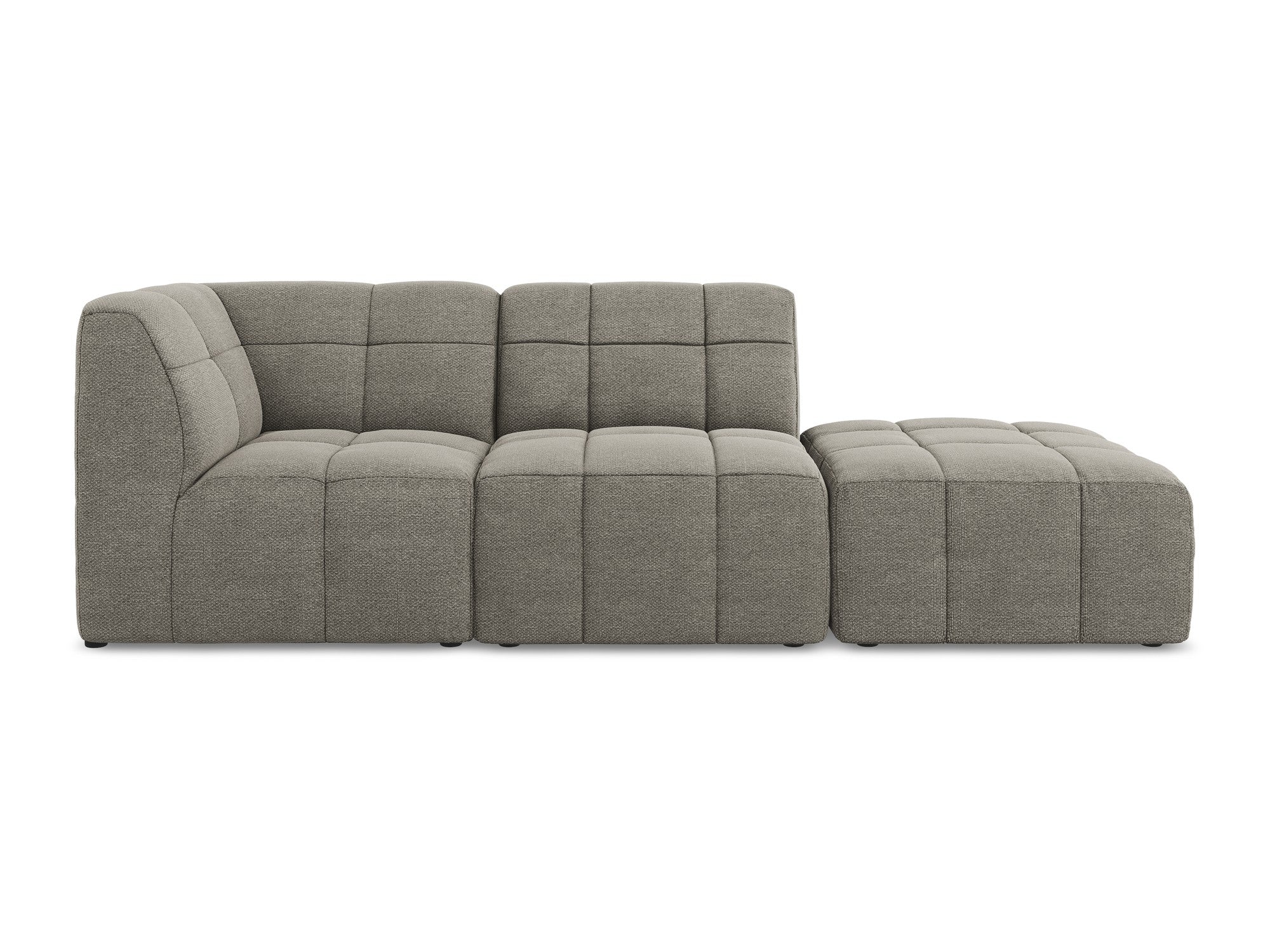 Modulares, linksseitiges offenes 3-Sitzer-Sofa ALOHA in grauem Boucle